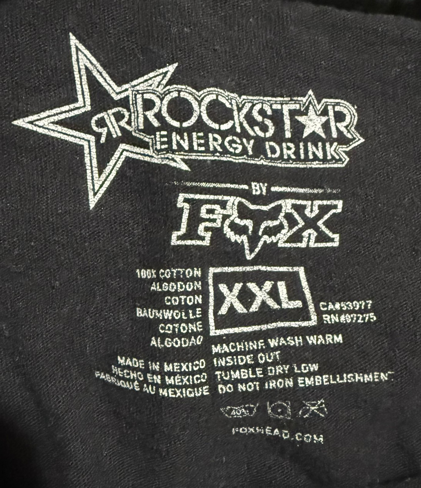 Rockstar Energy Drink Fox Racing T Shirt Mens 2XL Black Graphic Tee Motocross