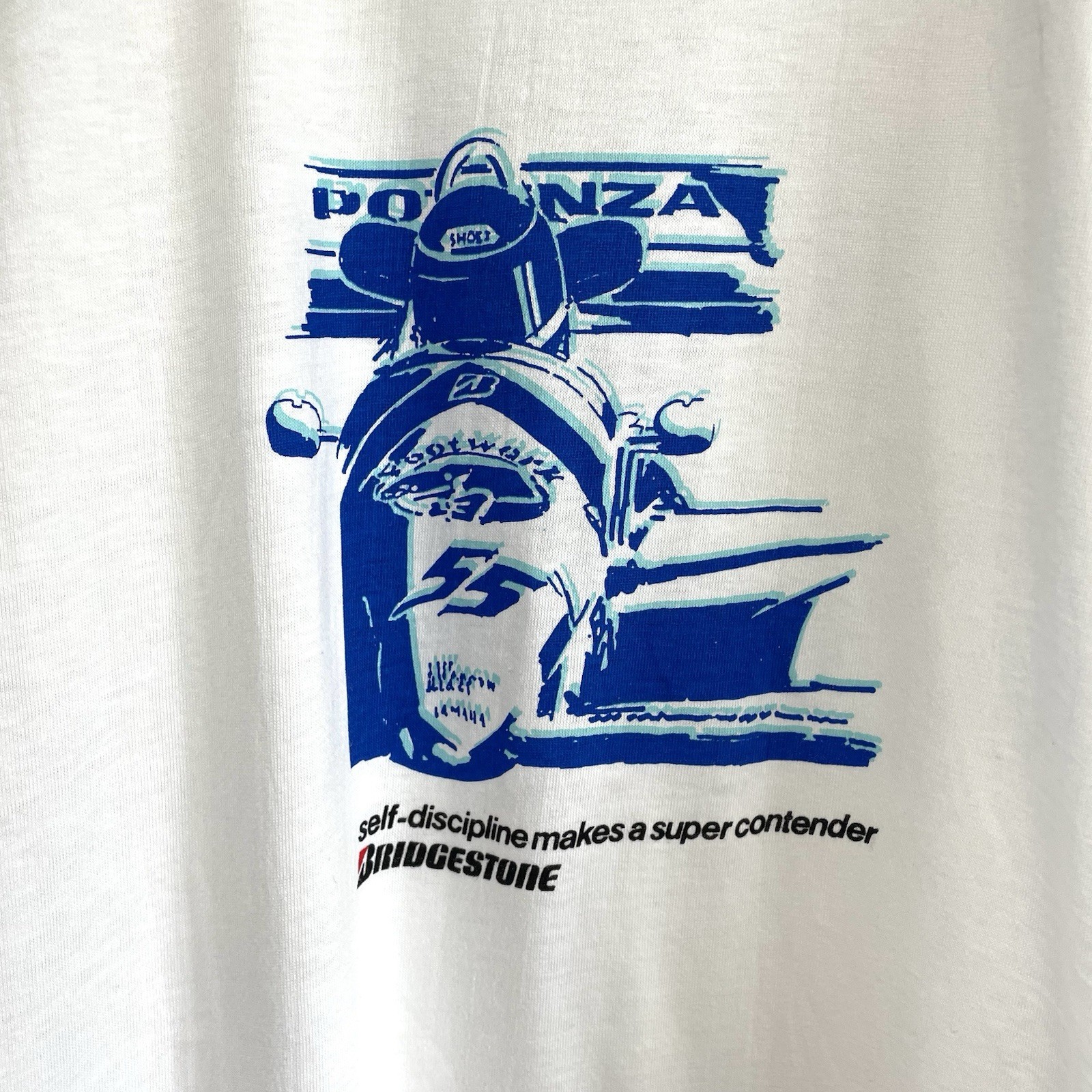 Vintage Formula 1 T-shirt Bridgestone Potenza F1 White Single Stitch L 00s 90s