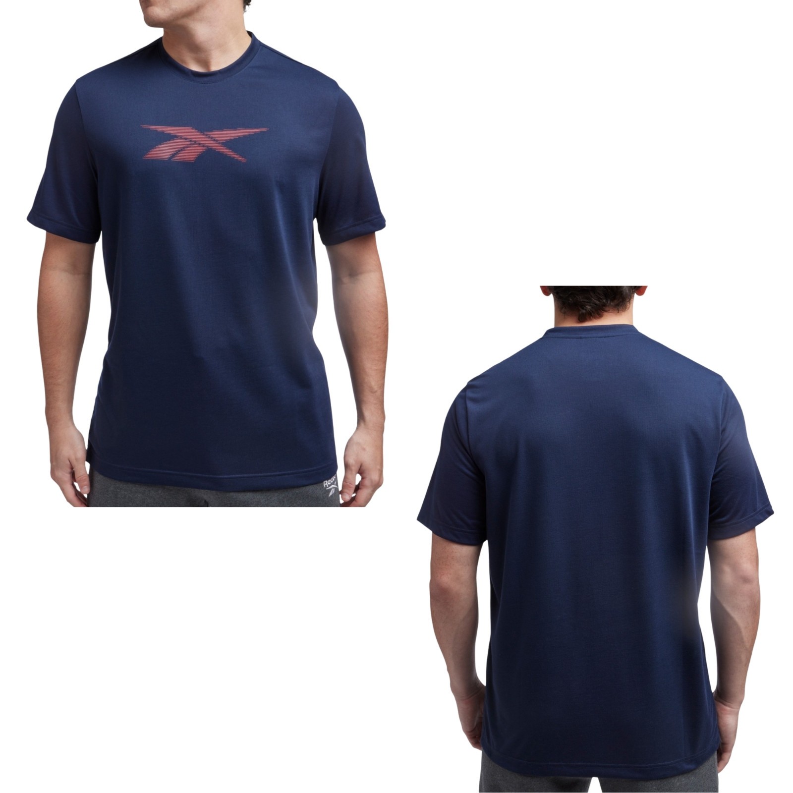 REEBOK Vector Performance Logo T-Shirt sz M Medium Navy Blue Red