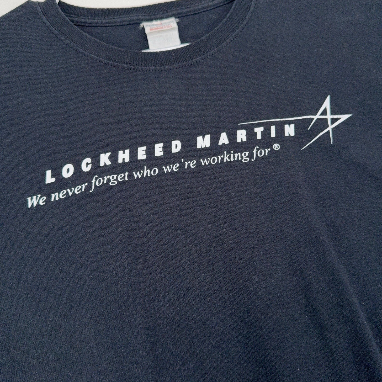 Vintage Y2K Lockheed Martin Jerzees Dri-Power Active Tag Black T-Shirt Men’s XL