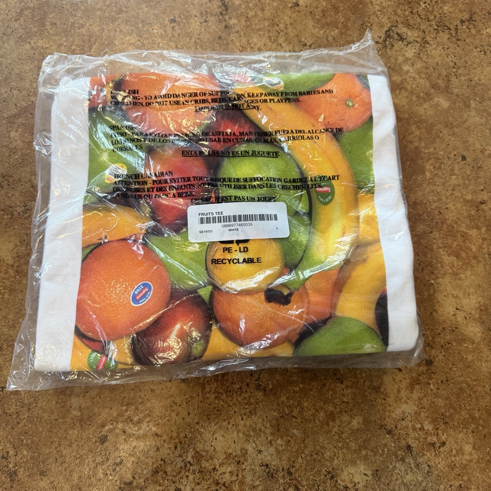 SUPREME SS19 FRUITS TEE WHITE SIZE L NEW IN BAG DS 100% AUTHENTIC