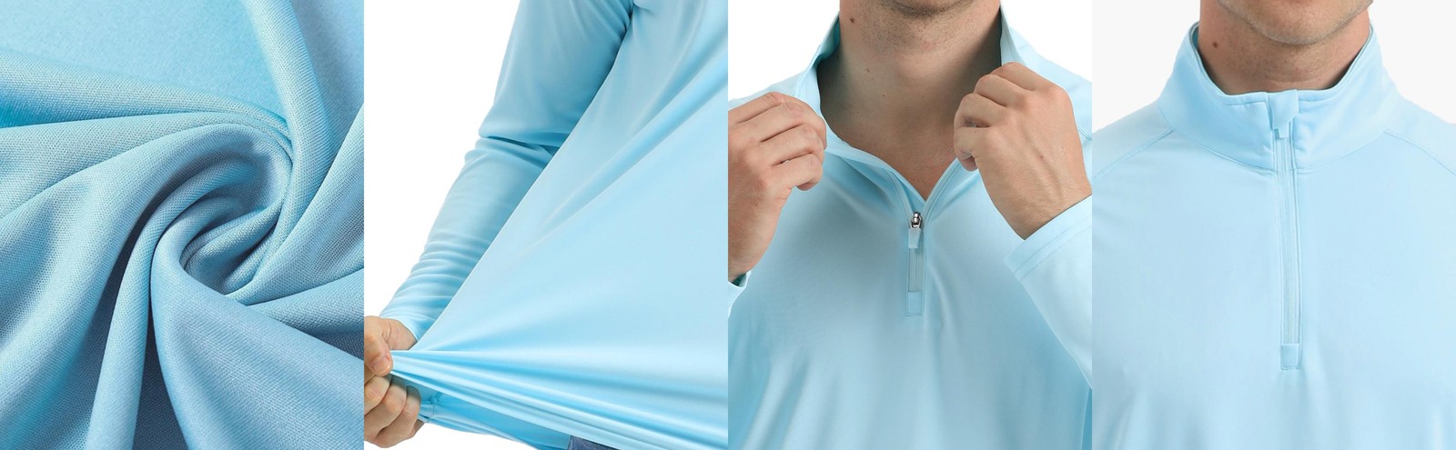 UPF50+ Men’s Sun Protection UV Shirts 1/4 Zip Long Sleeve Performance Golf Tops