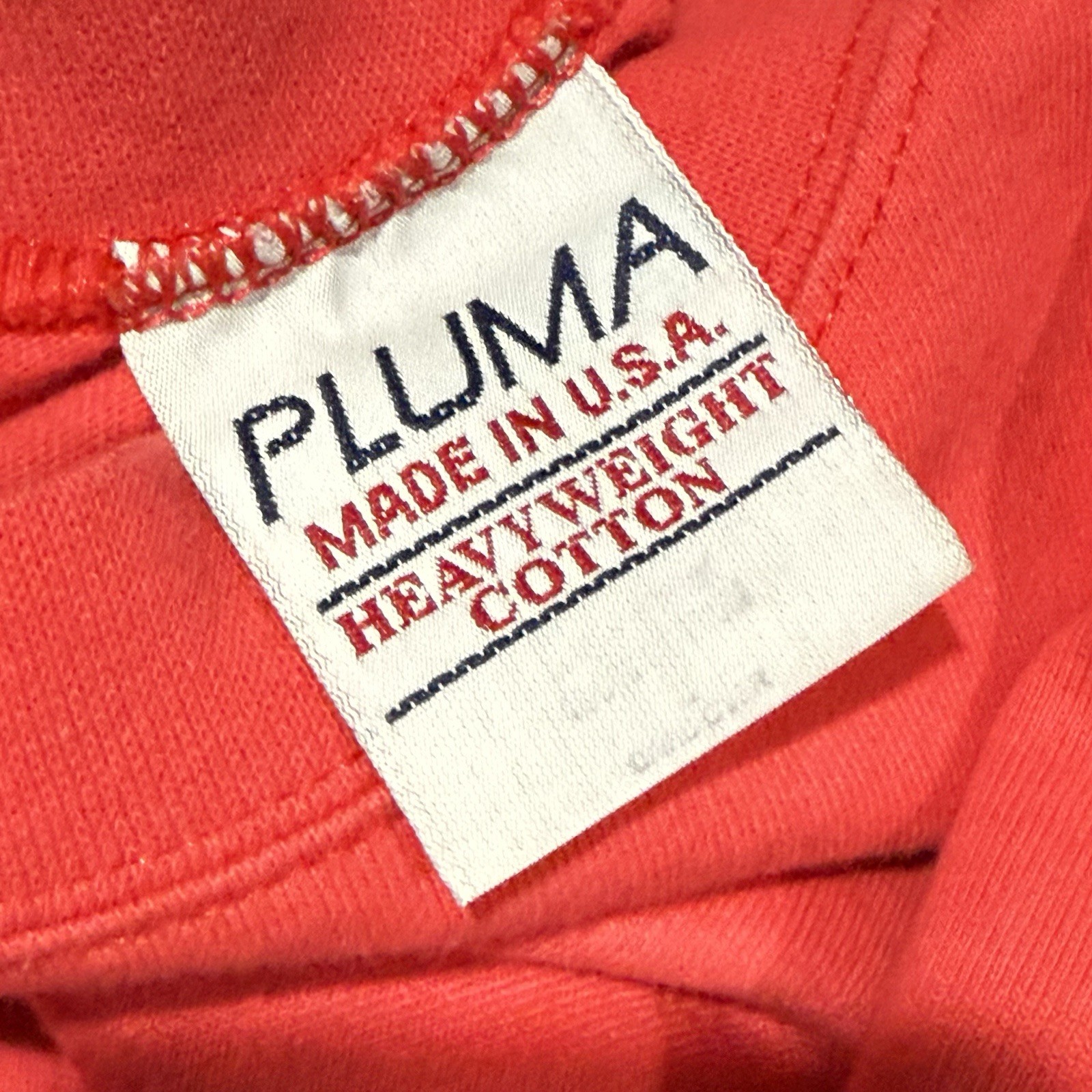 Vintage Pluma Shirt Men Large Crew Tee Red Tshirt Short Sleeve Plain USA Made