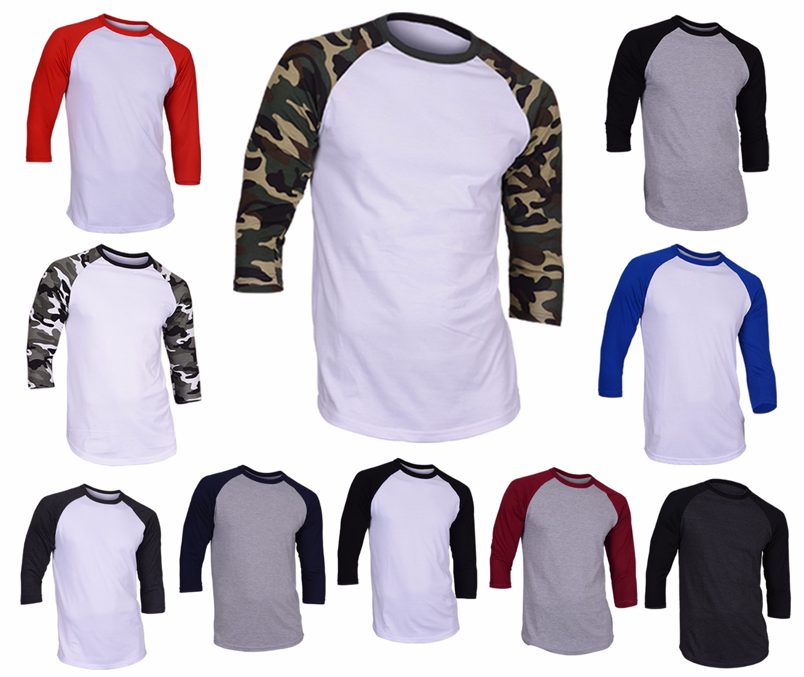 Dream USA Men’s Casual 3/4 Sleeve Baseball Tshirt Raglan Jersey Shirt