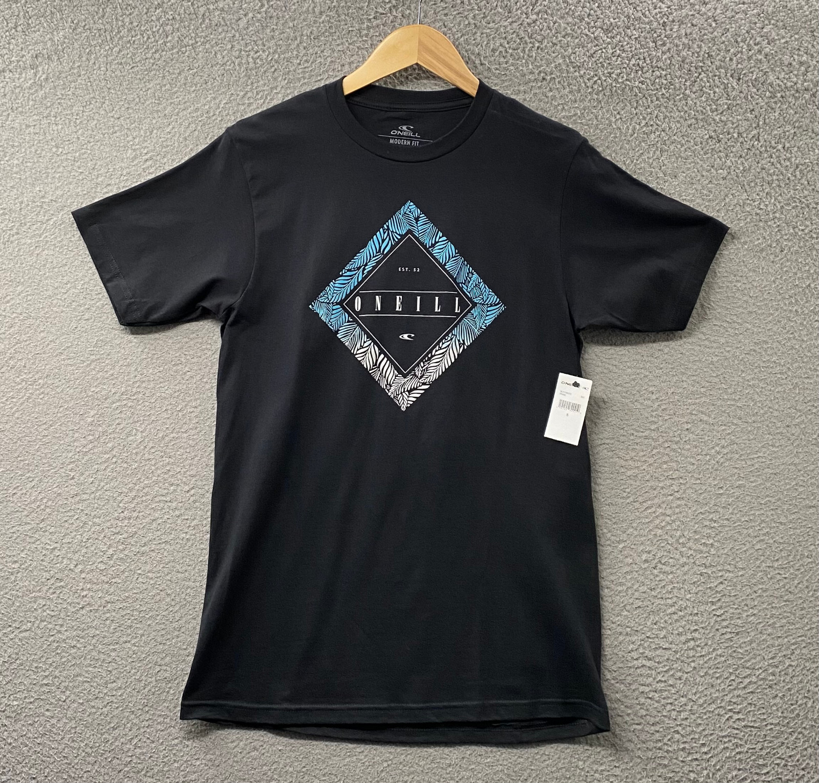 O’neill Shirt Mens Small Black Spell Out Logo Surfer Surf Skater Modern Fit Mens