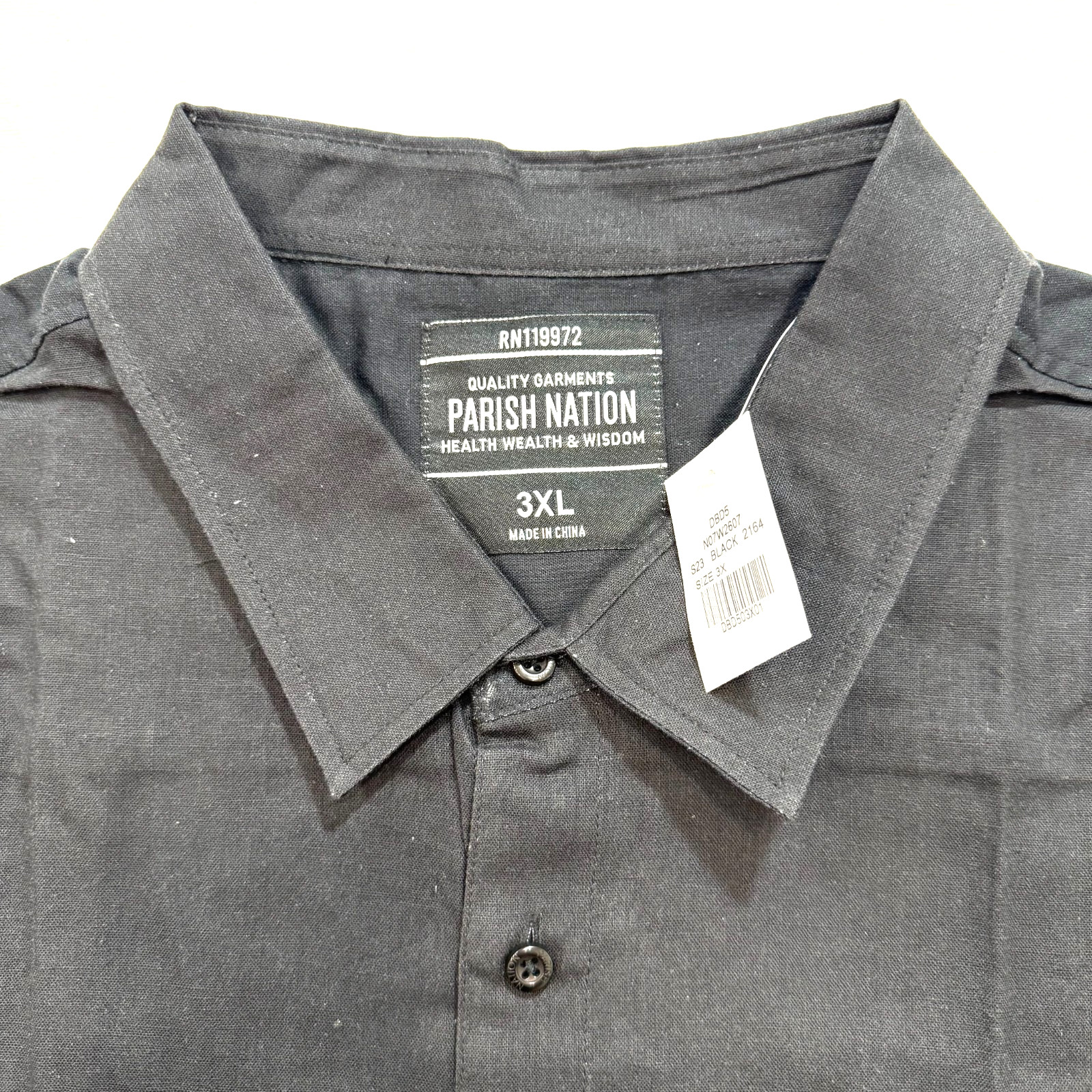 Paris Nation Men’s Button Down Shirt Black Color NYC Block Linen Blend 3XL 4XL