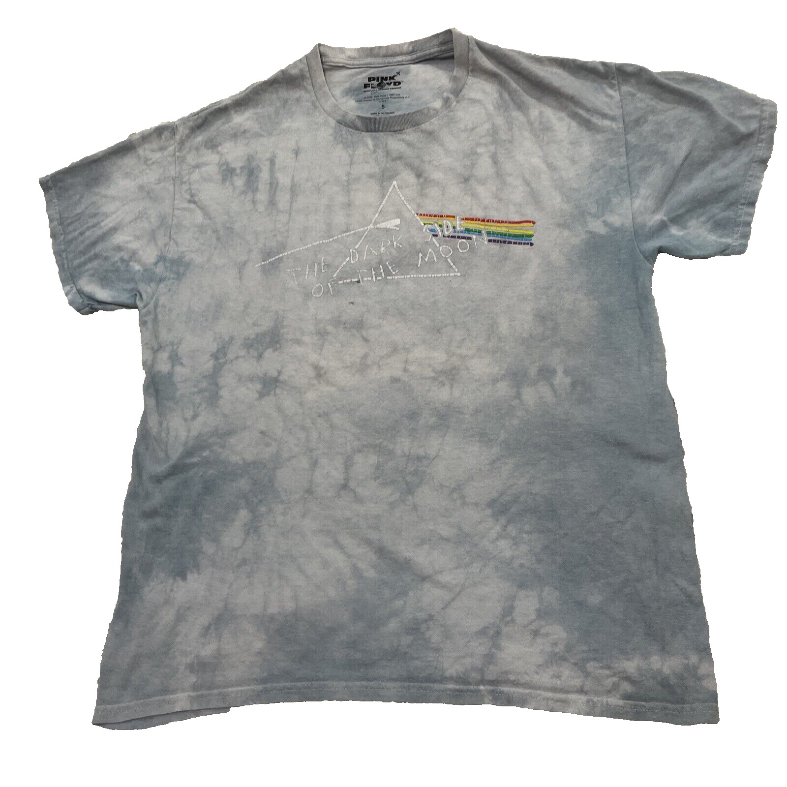 PINK FLOYD Shirt Men S Blue Dark Side of the Moon Rock Music Spellout Graphic