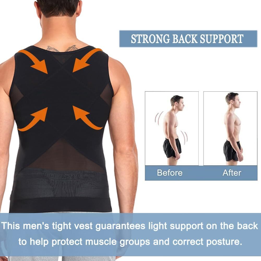 Men Compression Vest Post-Surgical Gynecomastia Shirt Body Shaper Tummy Control