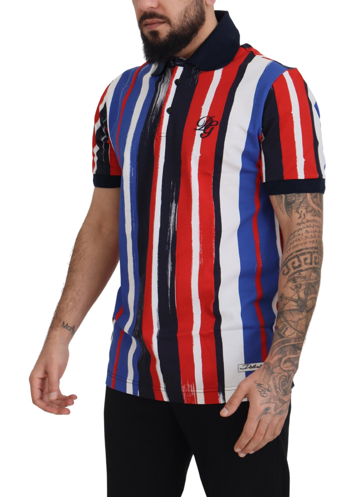 DOLCE & GABBANA T-shirt Multicolor Cotton Polo Top Mens IT48/ US38 /M RRP $800