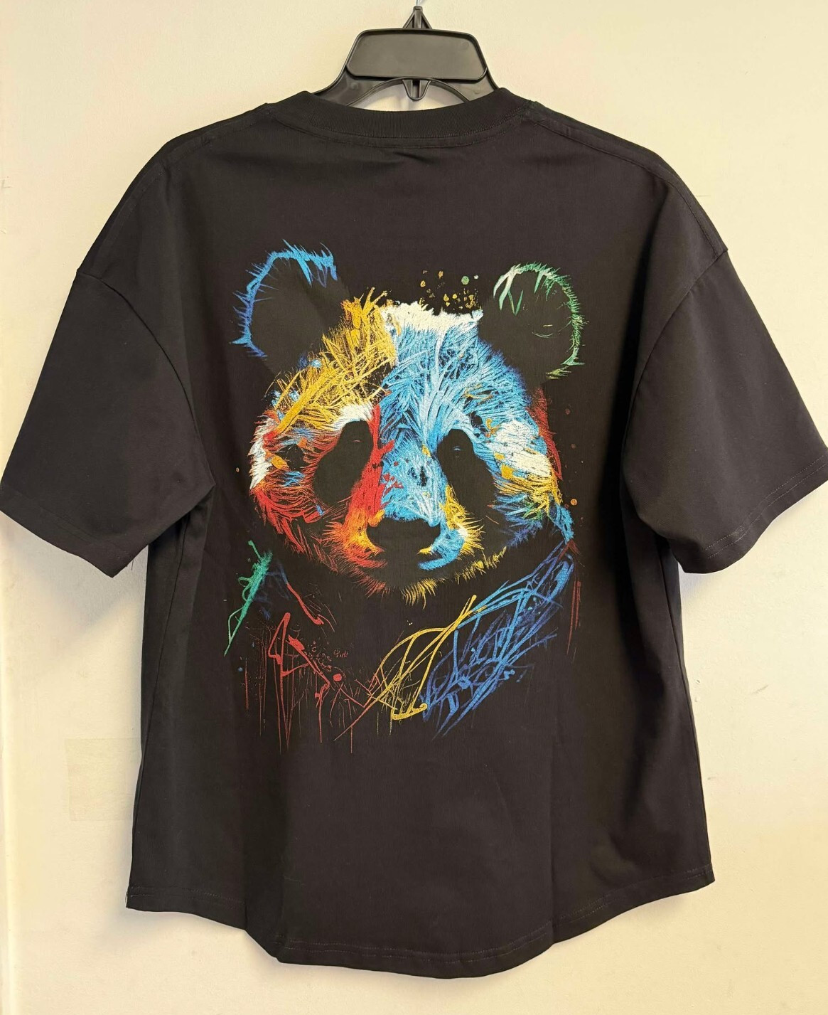 Oversized Panda T-Shirt Cute Kawaii Graphic Tee Unisex Funny Streetwear Black