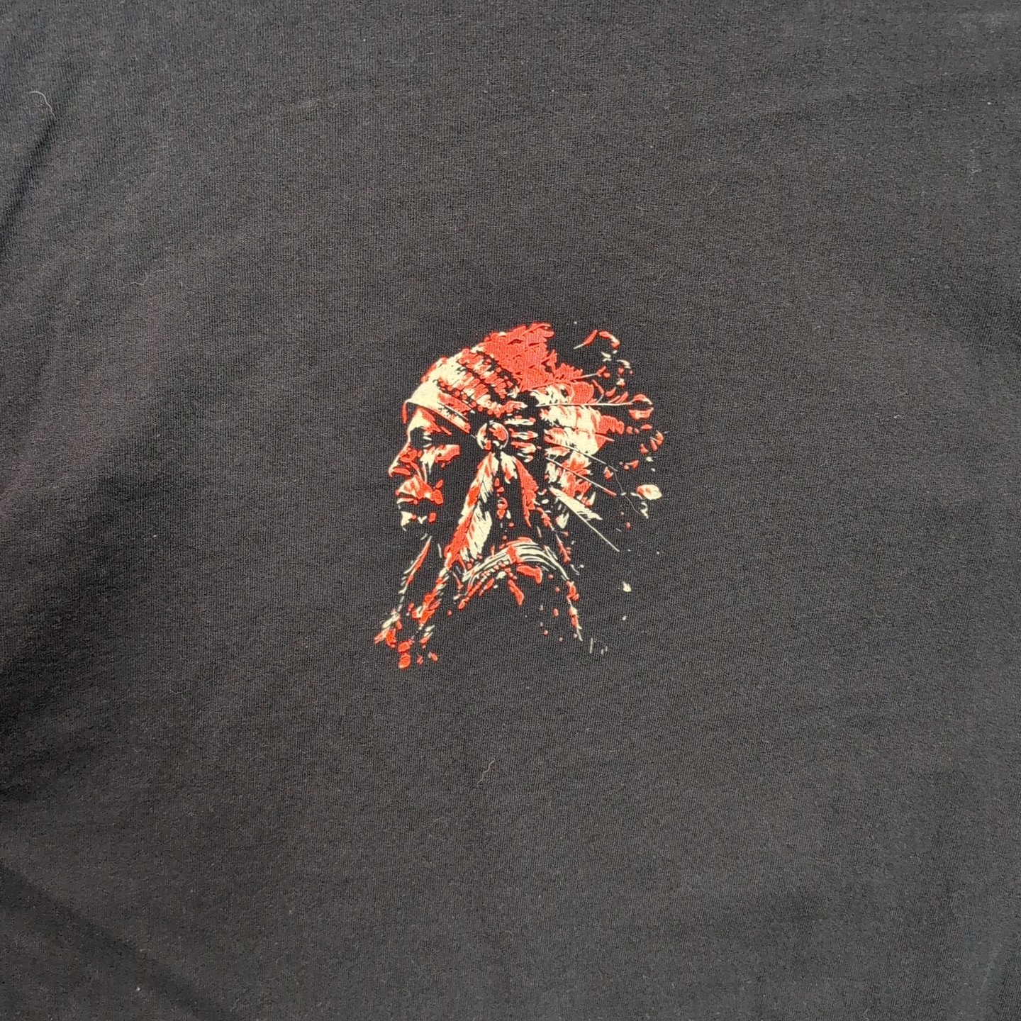 Indian Chief Shirt Adult Extra Large Black Graphic Pop Art Screen Print Mens