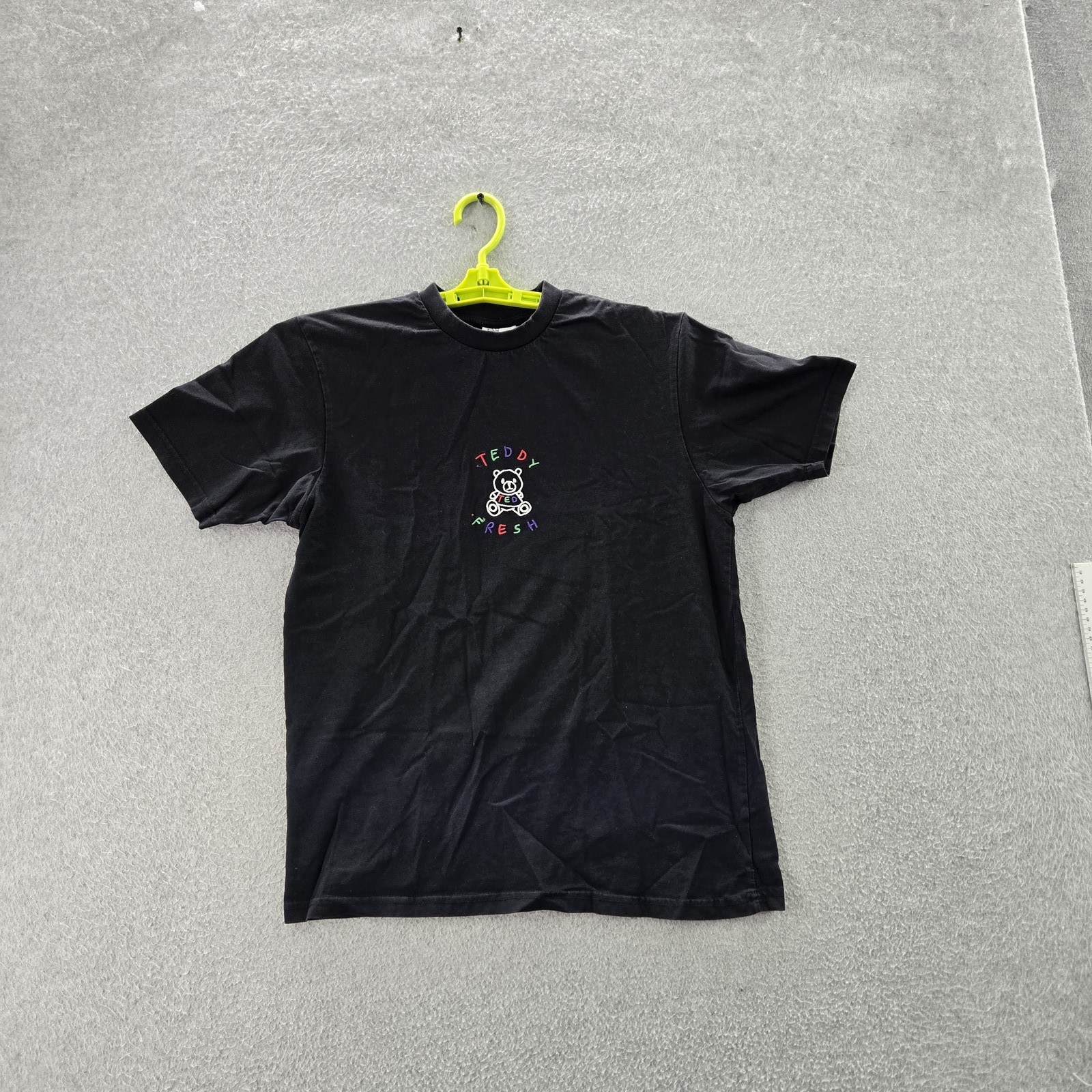 Teddy Fresh Men Shirt S Black Bear Logo Embroidered Short Sleeve