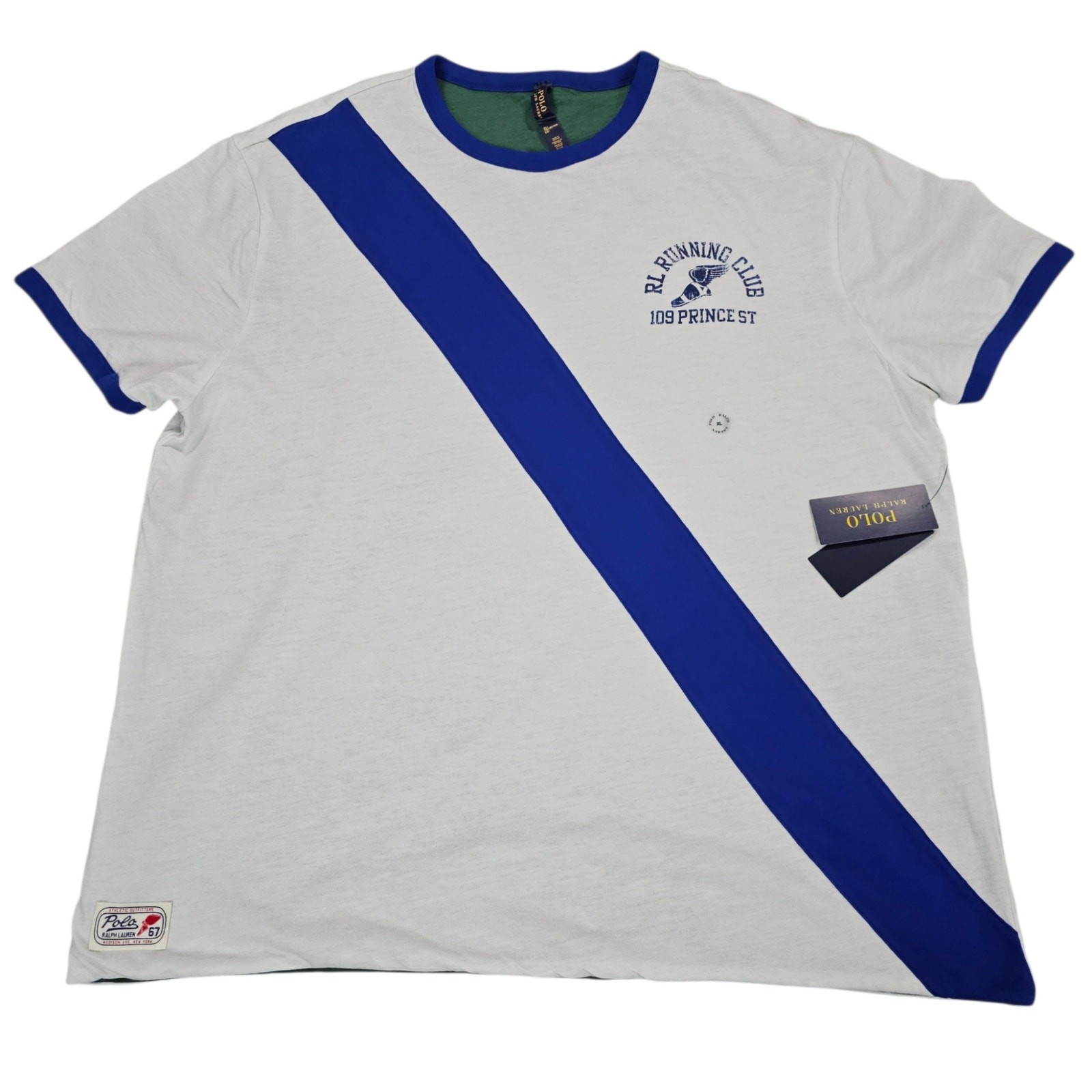 NWT Polo Ralph Lauren Shirt Mens XL White Green Reversible Track Graphic Tee