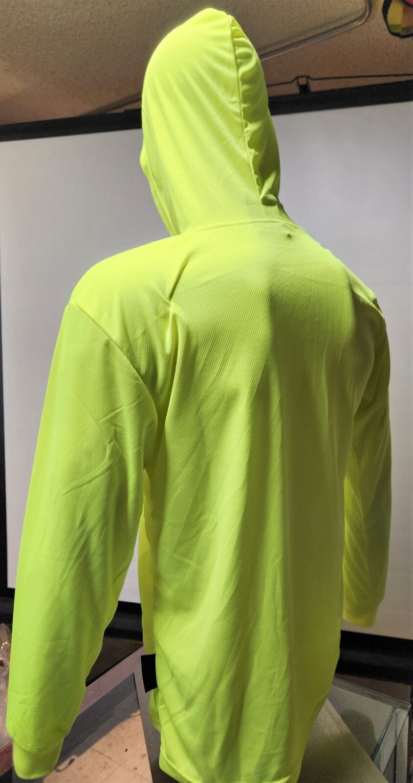 Yellow Long Sleeve Safety Shirt With Hoodie, Quick Dry Polyester Birdeye mesh