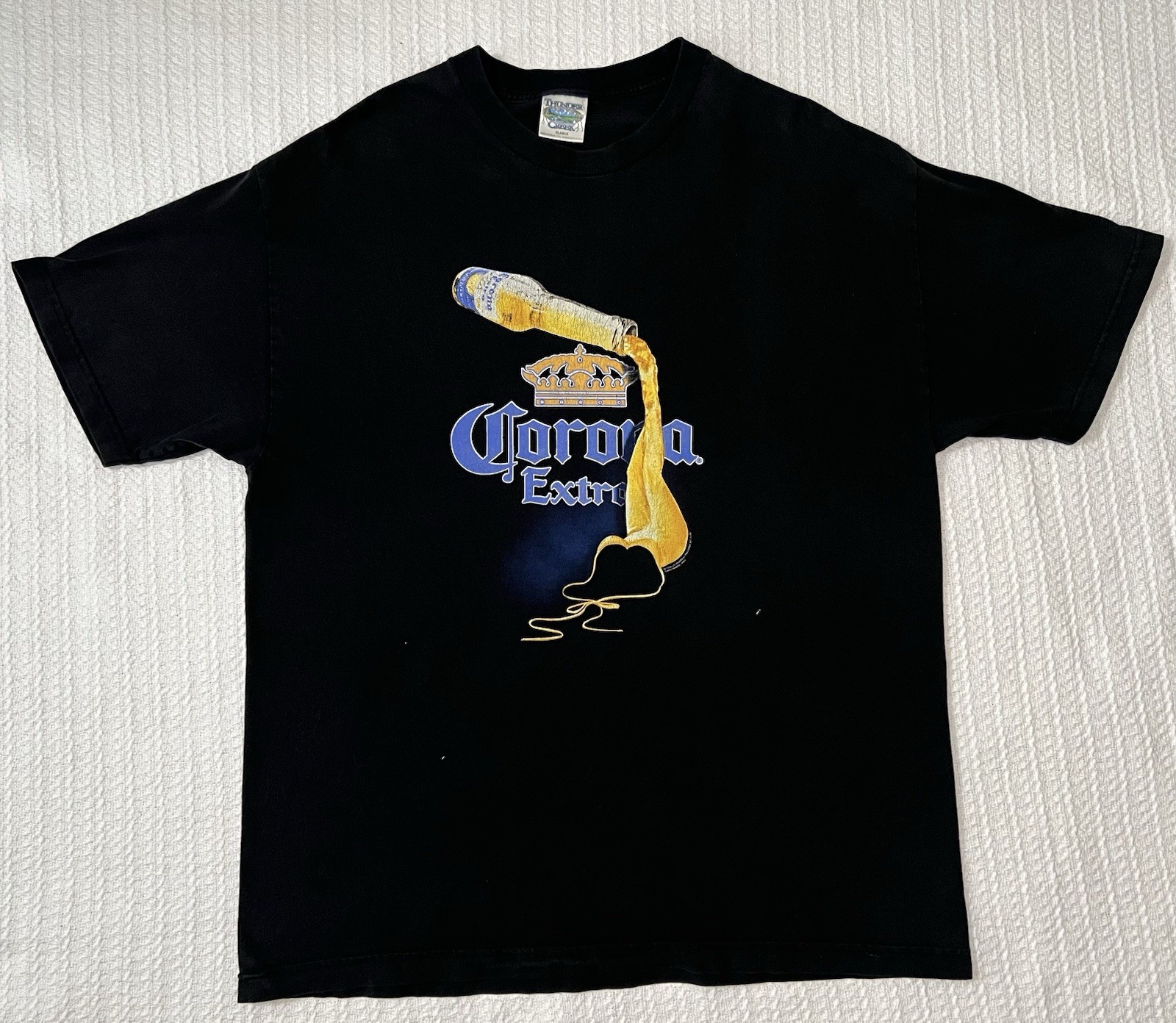 Vintage Y2K Corona Extra T Shirt Mens XL 23” X 29” Black Tempting Beer Girl