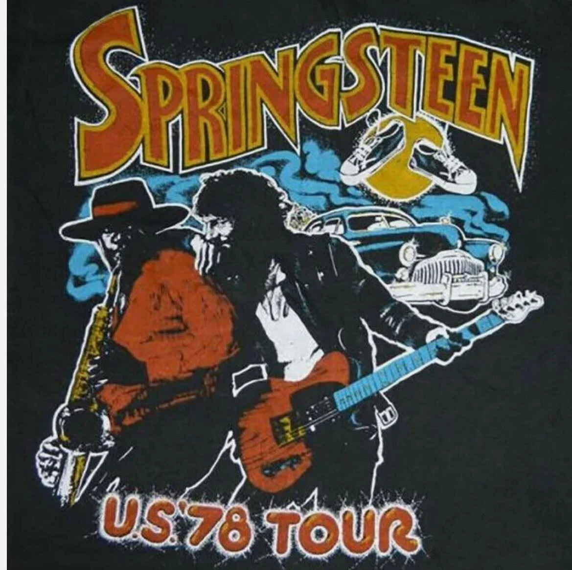 Bruce Springsteen 1978 Tour Black Reprint T-Shirt S-4XL