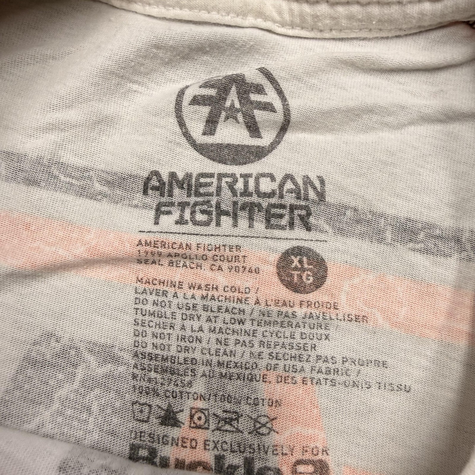 American Fighter Shirt Mens XL White Athletics Logo Double Sided Graphic Tee
