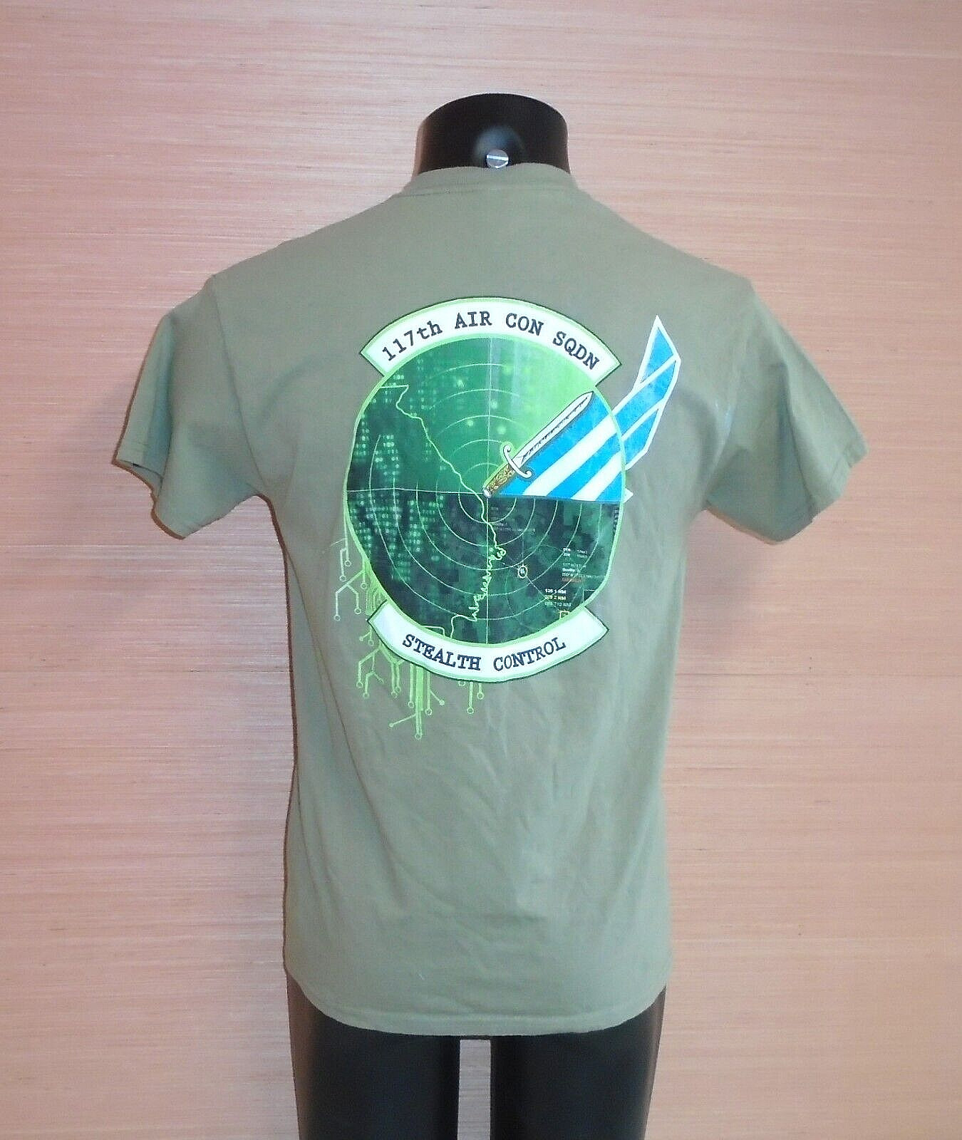 Georgia Air National Guard 117th Air Control Squadron Tan 499 T-Shirt Sz Medium