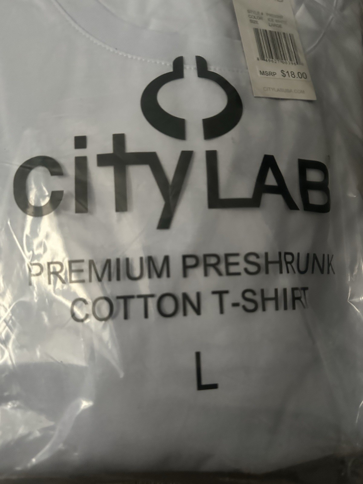 CityLAB Premium Preshrunk Cotton T-Shirt Bulk Lot White Large L New With Tags
