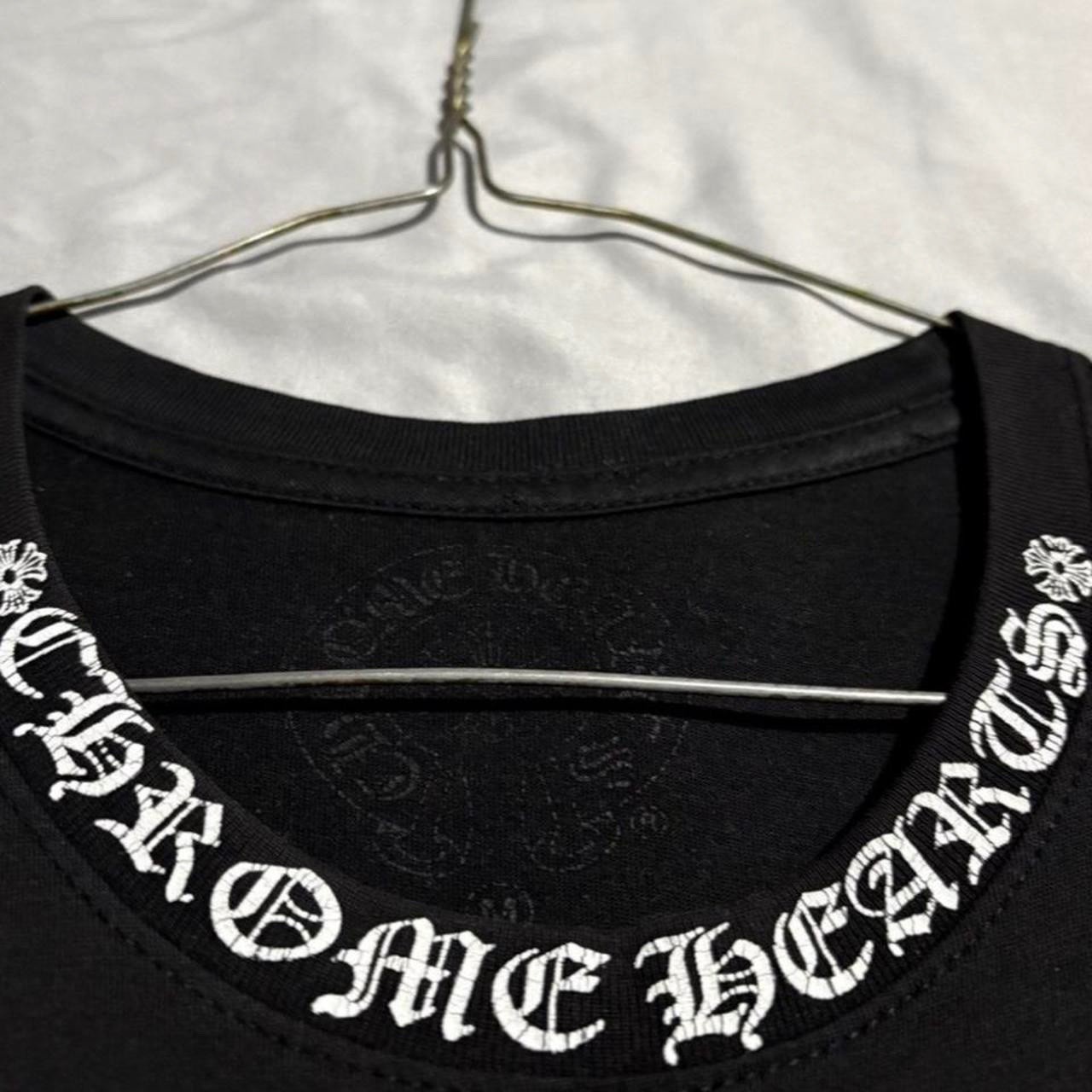 Chrome Hearts Black Men’s Graphic Cross Logo Pocket Tee Crew Neck Short Sleeve