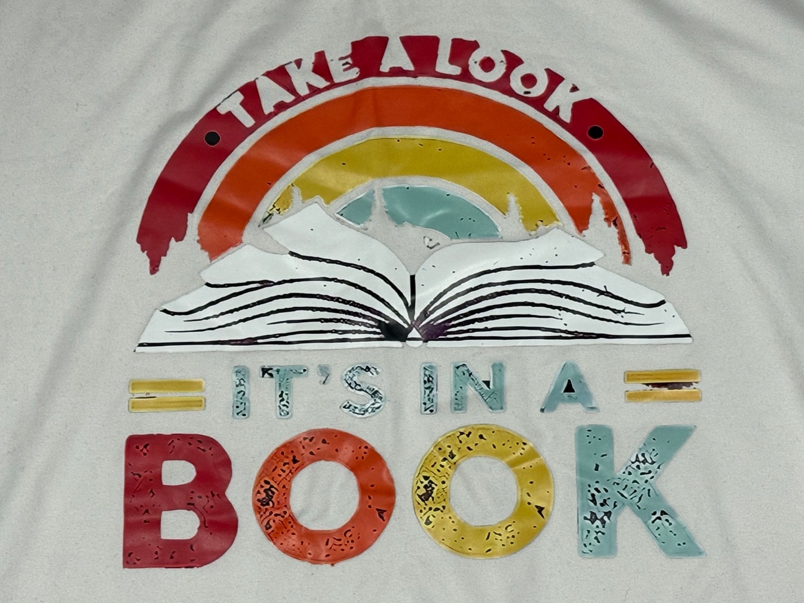 Unbranded T Shirt Adult Unisex Size Unknown White Graphic Reading Book Tee