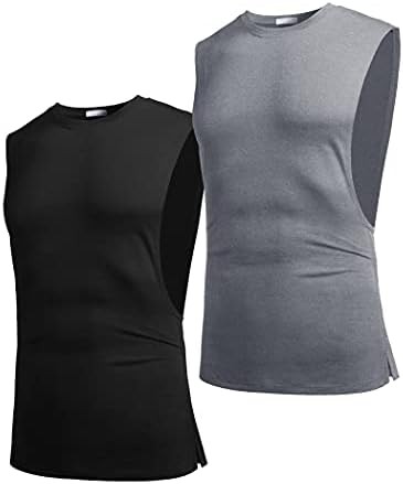 COOFANDY Men Workout Tank Top 2 Pack Gym Bodybuilding Sleeveless T Shirts