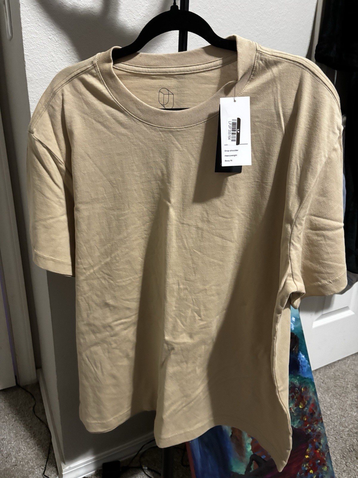 Goodfellow & Co Men’s Beige Cotton Boxy Drop Shoulder T-Shirt Size L