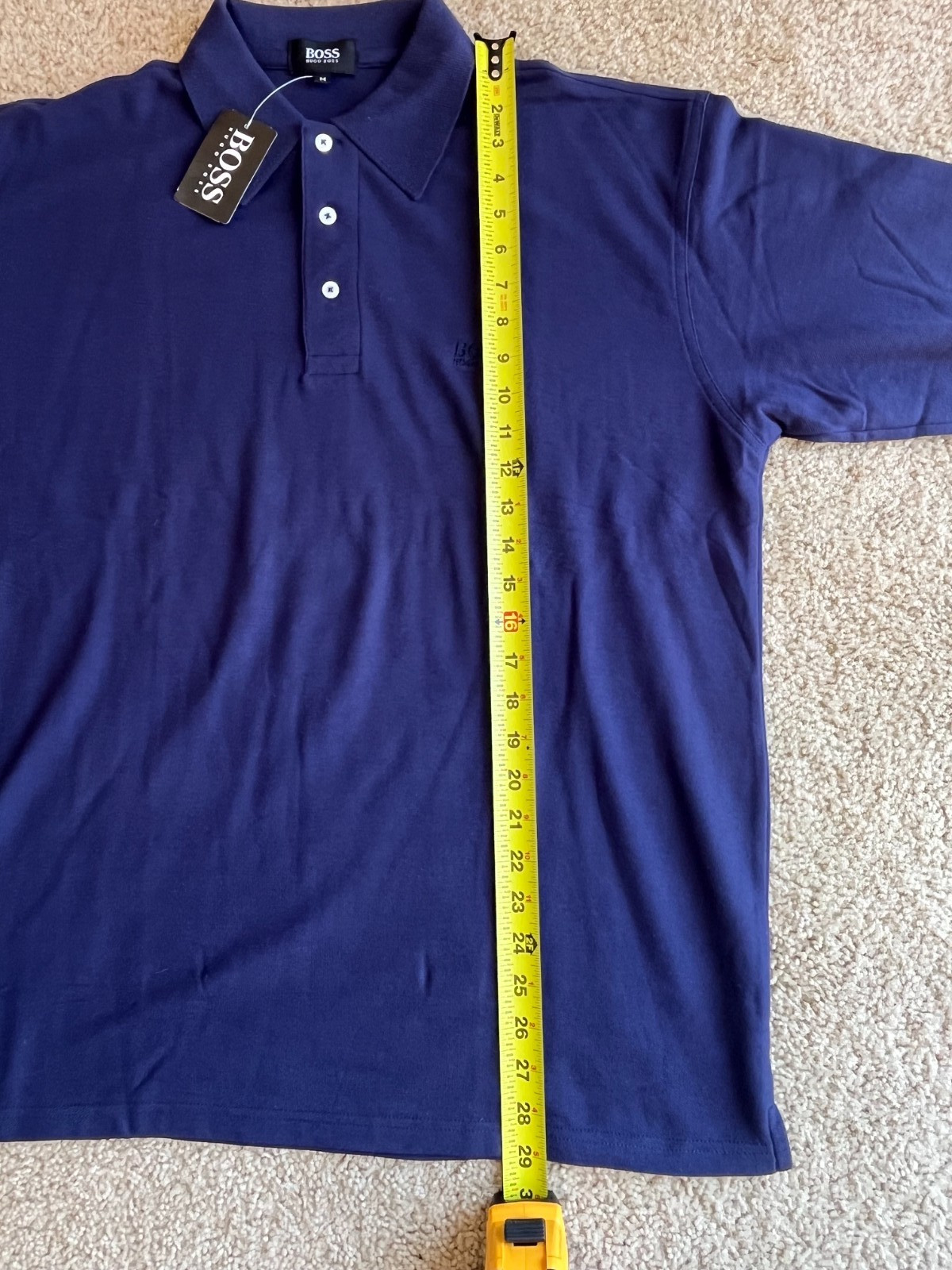 Hugo Boss Dakota Long Sleeve Polo Shirt Mens Medium Blue NWT Stretch Casual