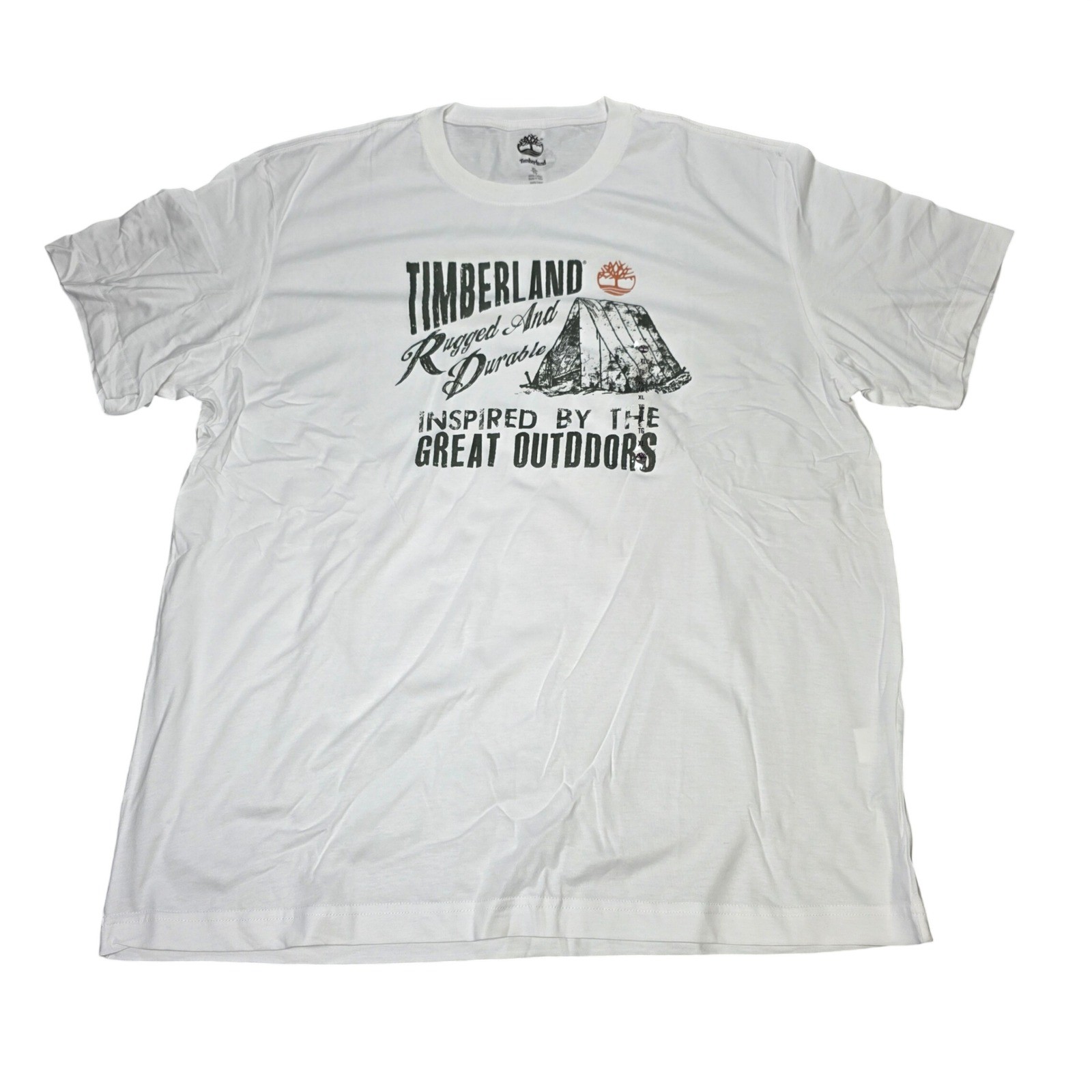 Timberland Front Graphic T-Shirt Men’s Size XL White Great Outdoors Cotton NWT