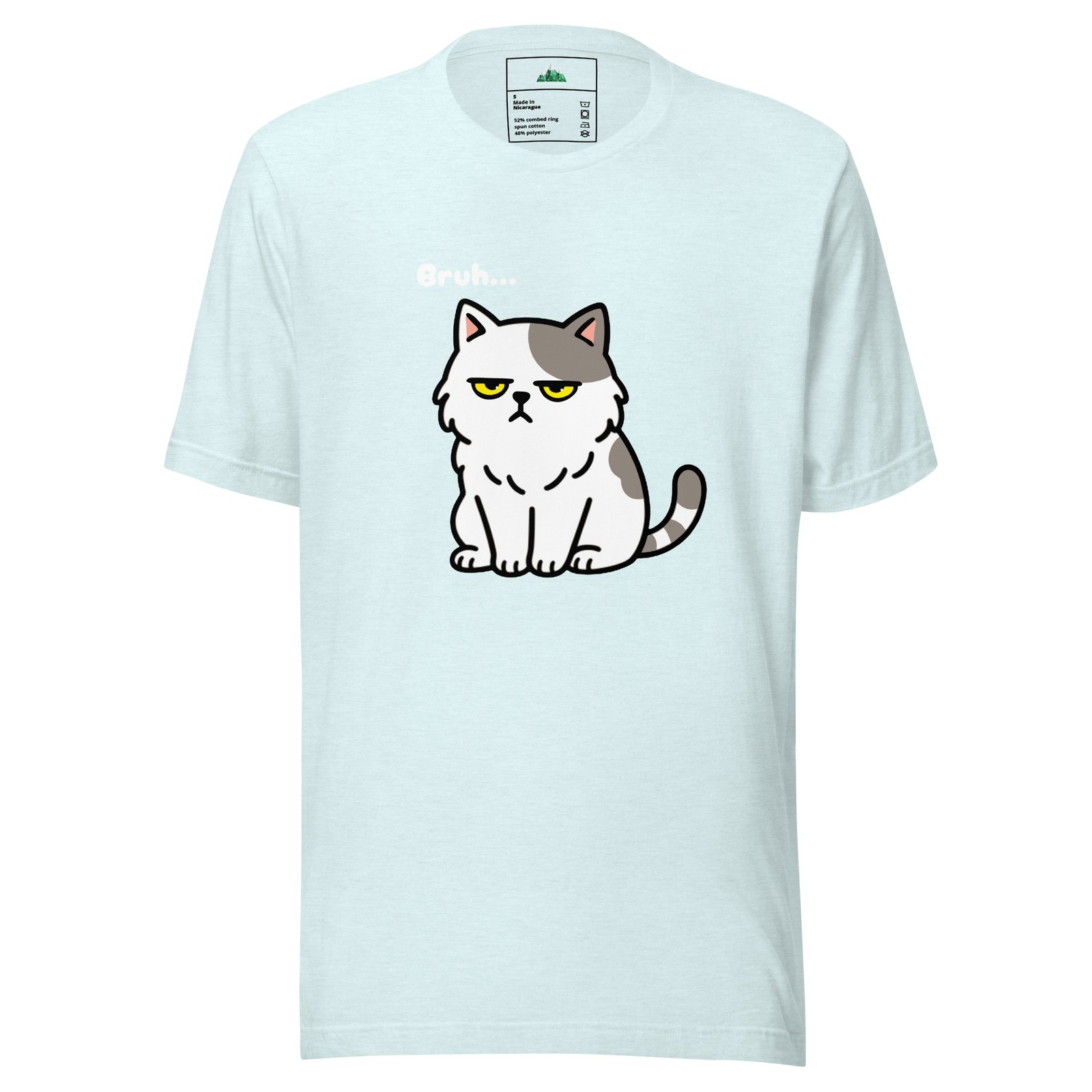 Bruh Cat Sir Reginald T-Shirt | Grumpy Disgusted Fluffy Cat Printful Meme Tee