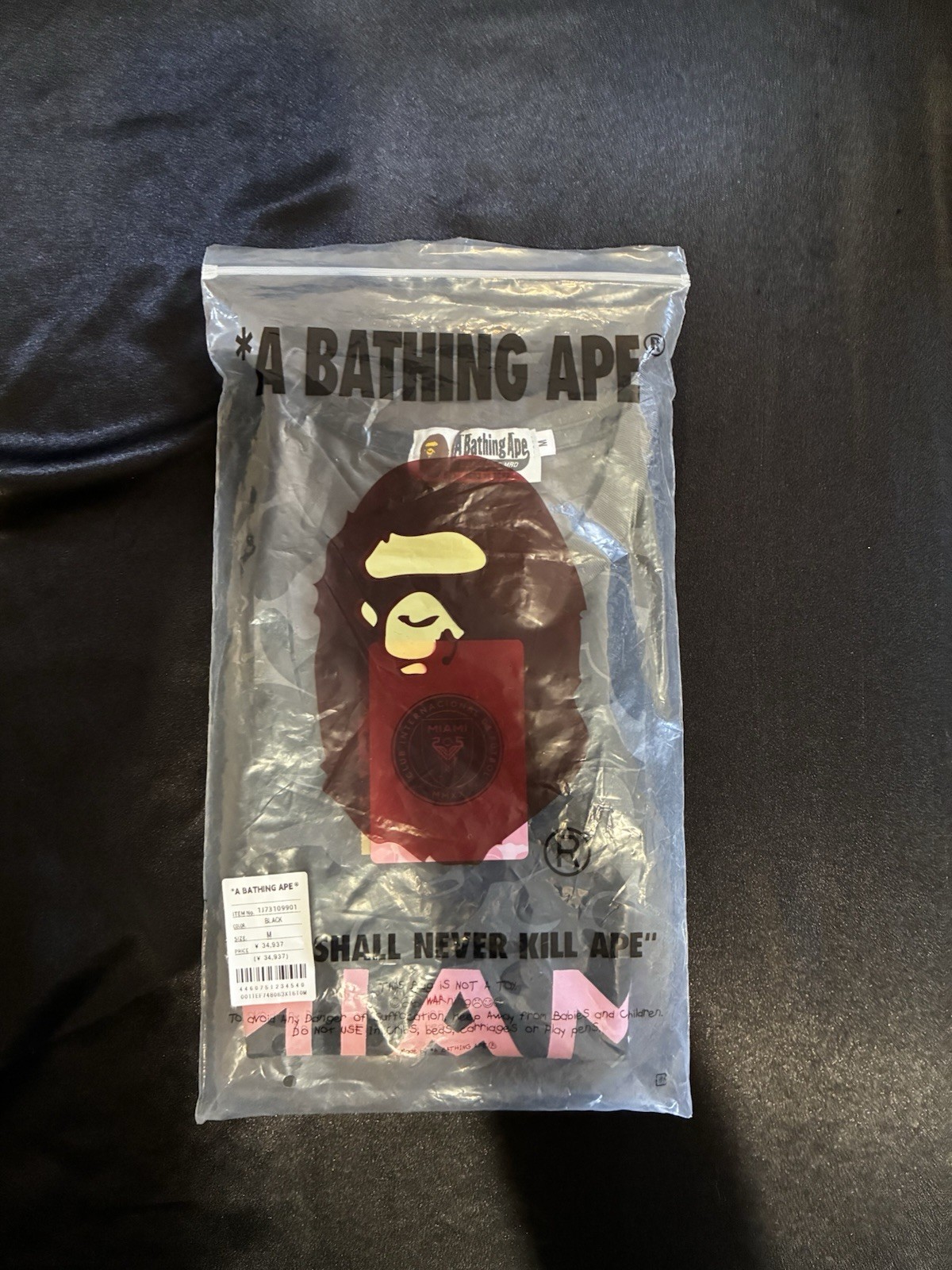 A Bathing Ape BAPE x Inter Miami T-Shirt M-Size Pink/Black