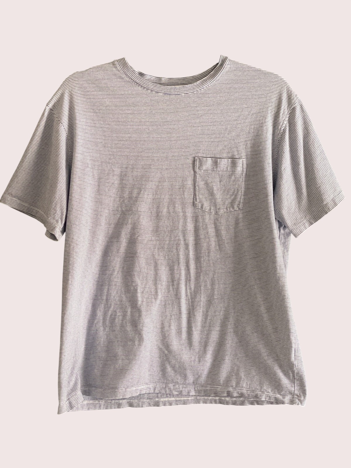 Round Tree Yorke Top SS Blue White Striped Crew Round Collar Tee T Shirt 22 in m