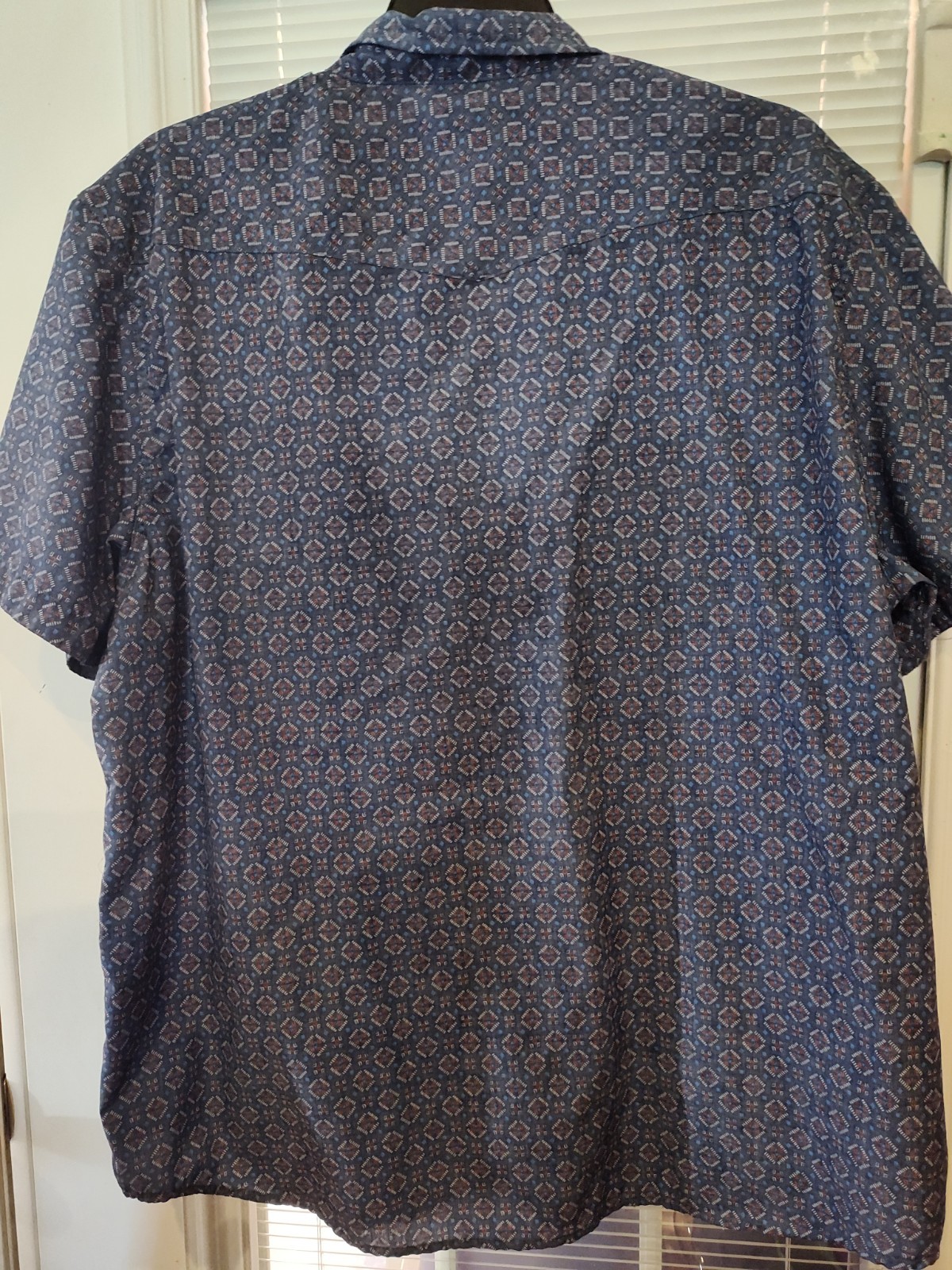 Threadcraft Men’s 2XL Blue Geometric Short Sleeve Button-Up Shirt w/ Pockets