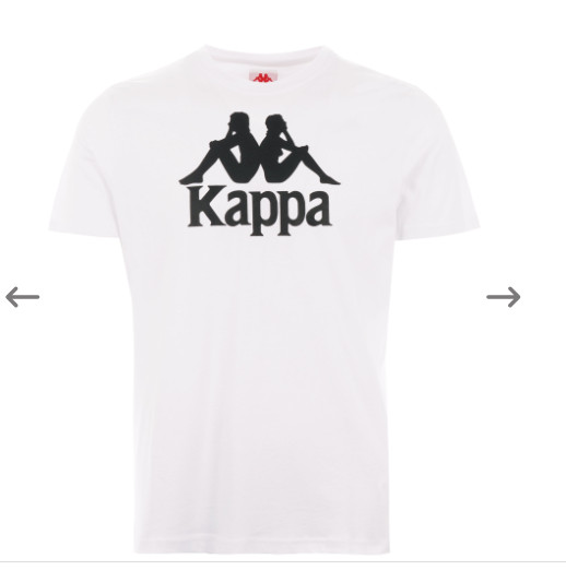 $50 KAPPA White/Black ESTESSI Regular Fit Short Sleeve Logo T-shirt Jersey NWT