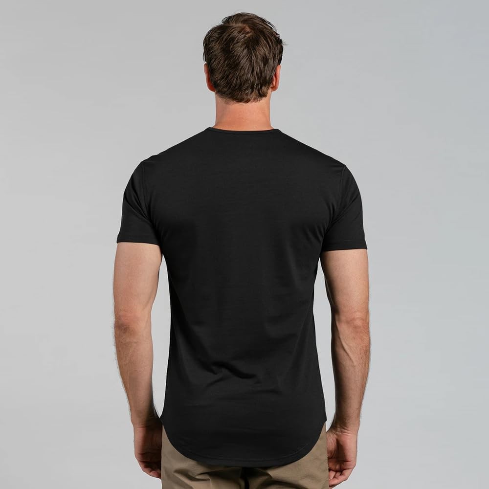 Mens Drop-Cut Men’s T Shirt, Slim Fit Plain Tshirts for Men, Drop Cut Basic C…