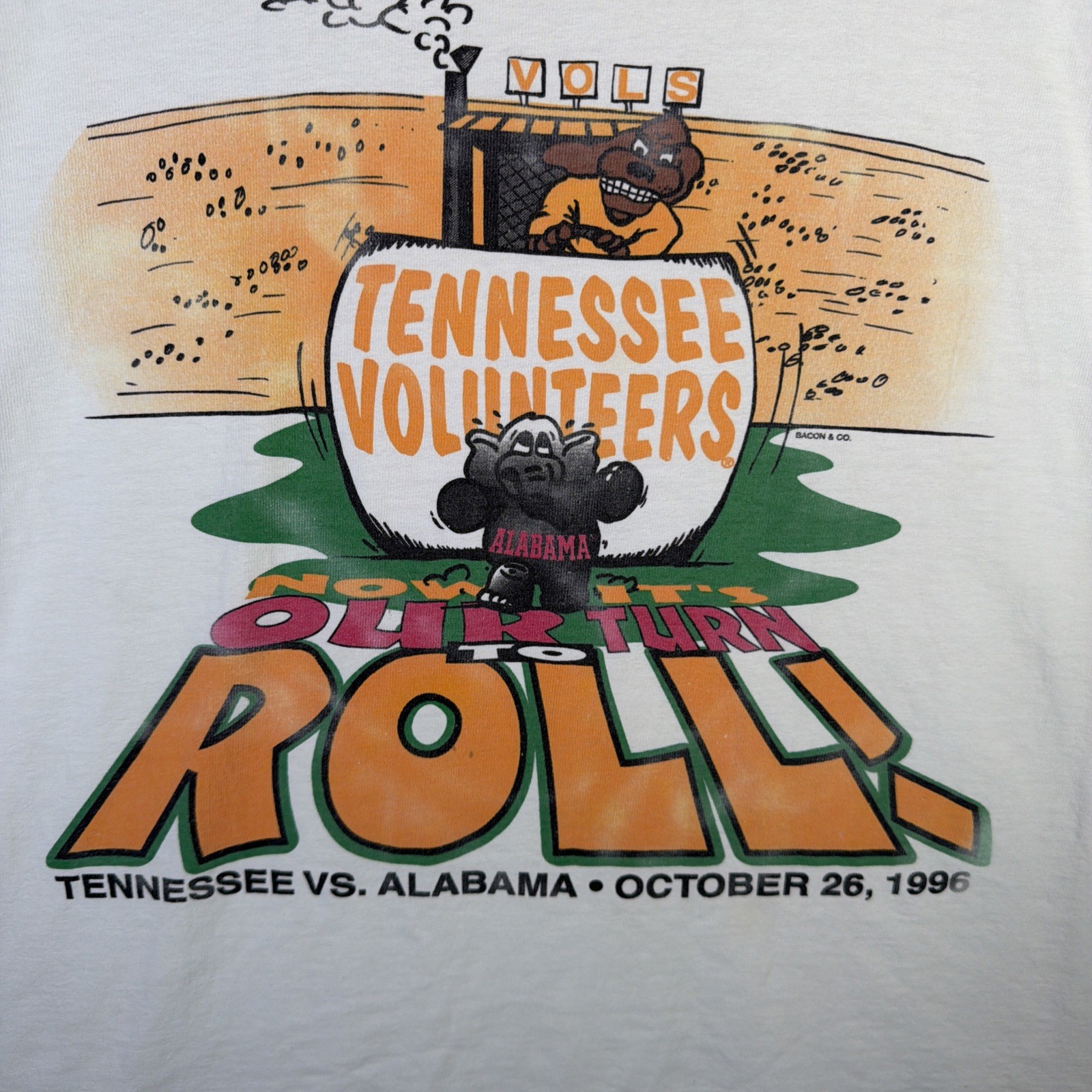 Vintage Tennessee Volunteers Shirt Mens Large White 90s Funny Football College