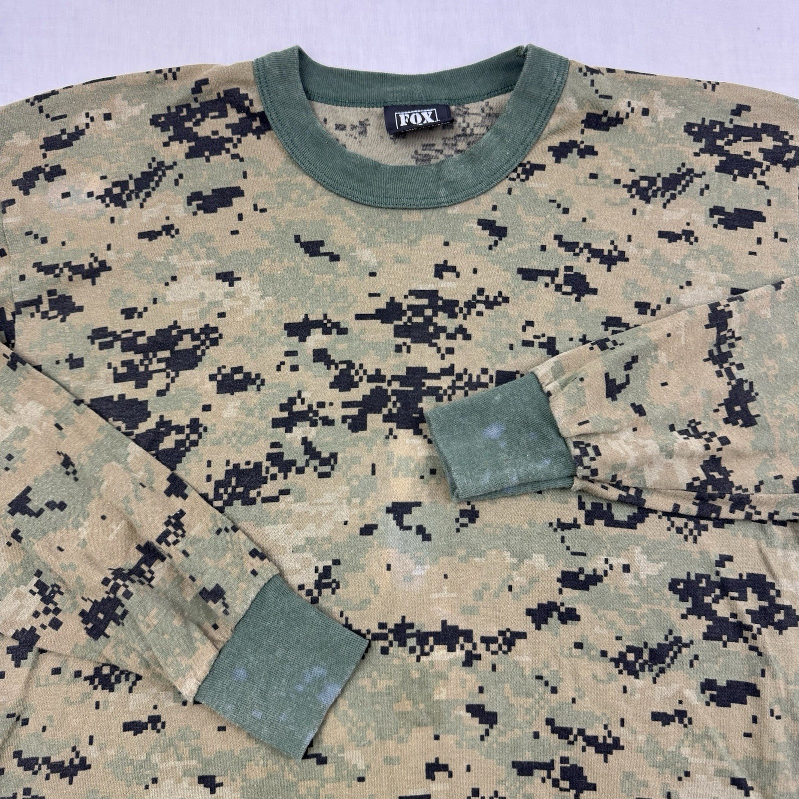 Vintage Digital Camo Long Sleeve Shirt Adult Large Green Army Military Hipster