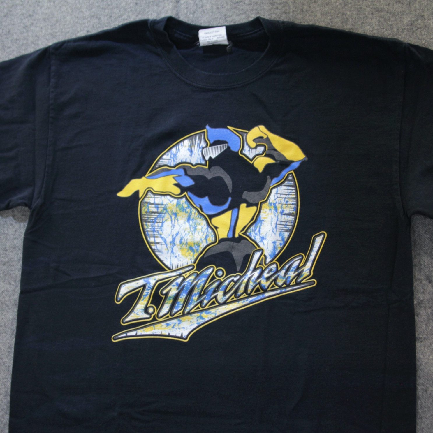 T Micheal T Shirt L Bodybuilding MUSCLE MAN Weightlifting Workout Gym MADE USA