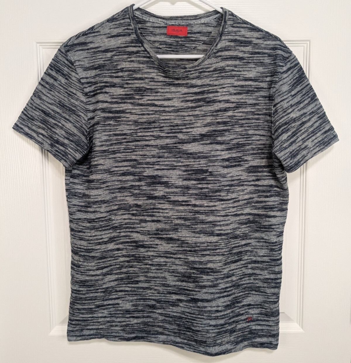 Isaia Napoli T-Shirt Men’s Small Blue Short Sleeve Casual Preppy Stretch