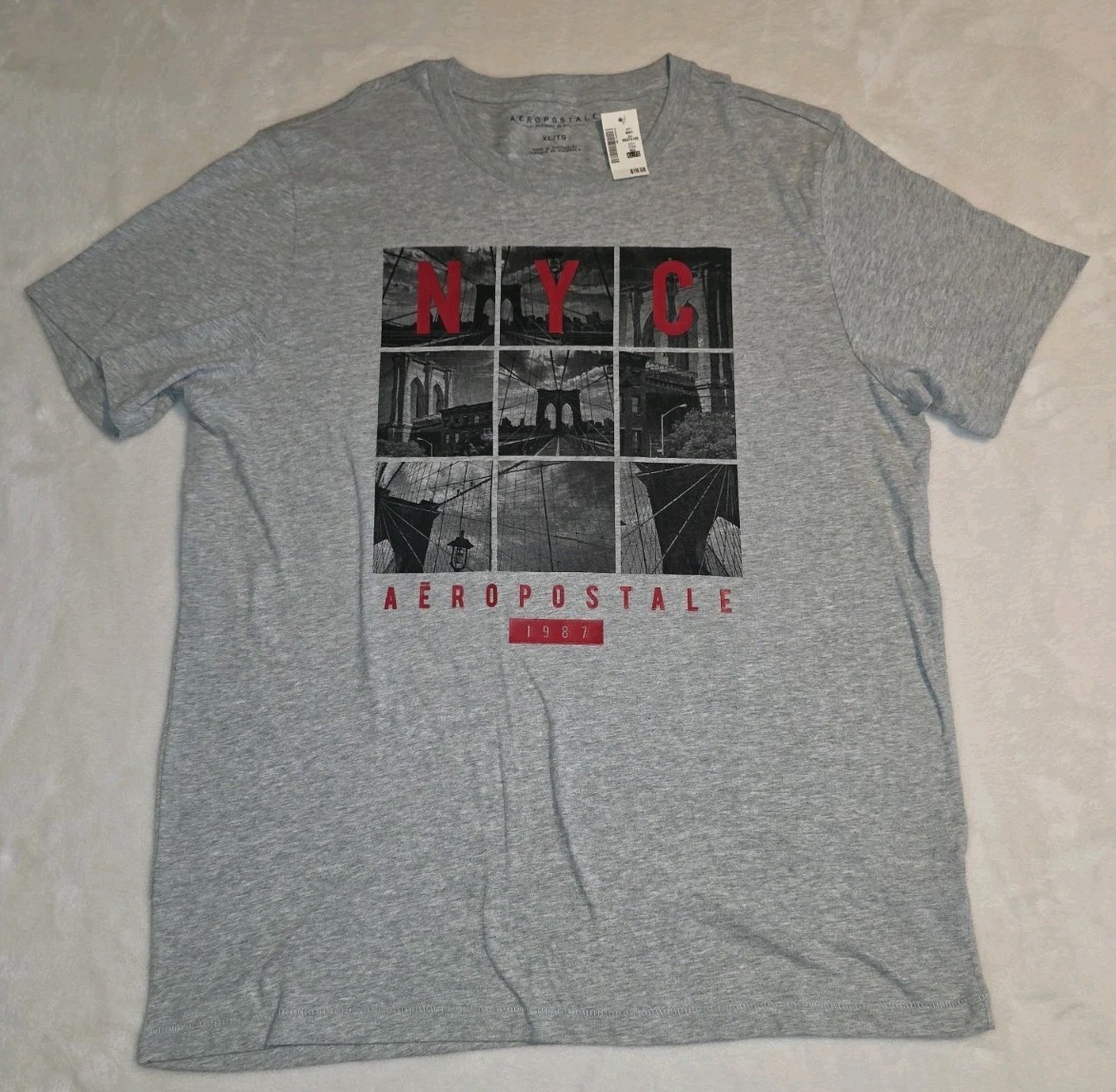 AEROPOSTALE T-Shirt Adult Mens XL Brooklyn Bridge NYC Gray NWT