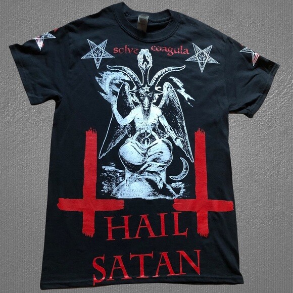 Baphomet Inverted Crosses Pentagram Hail Satan T Shirt S to 2XL Sizes Solve