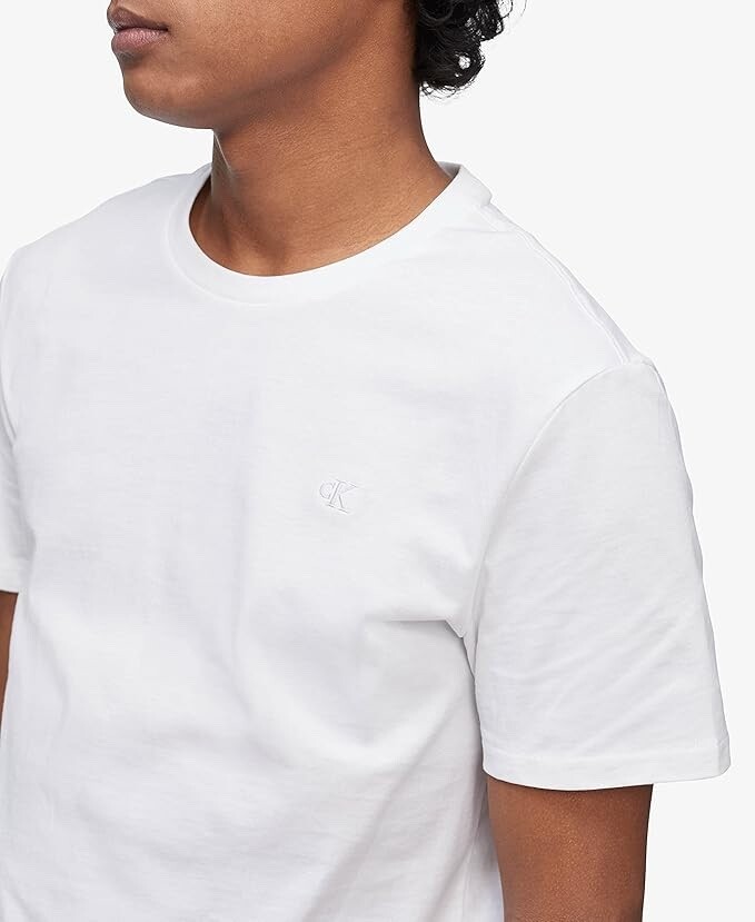 Calvin Klein Men’s Smooth Cotton Solid Crewneck T-Shirt, WHITE SIZE XXL NO-TAG