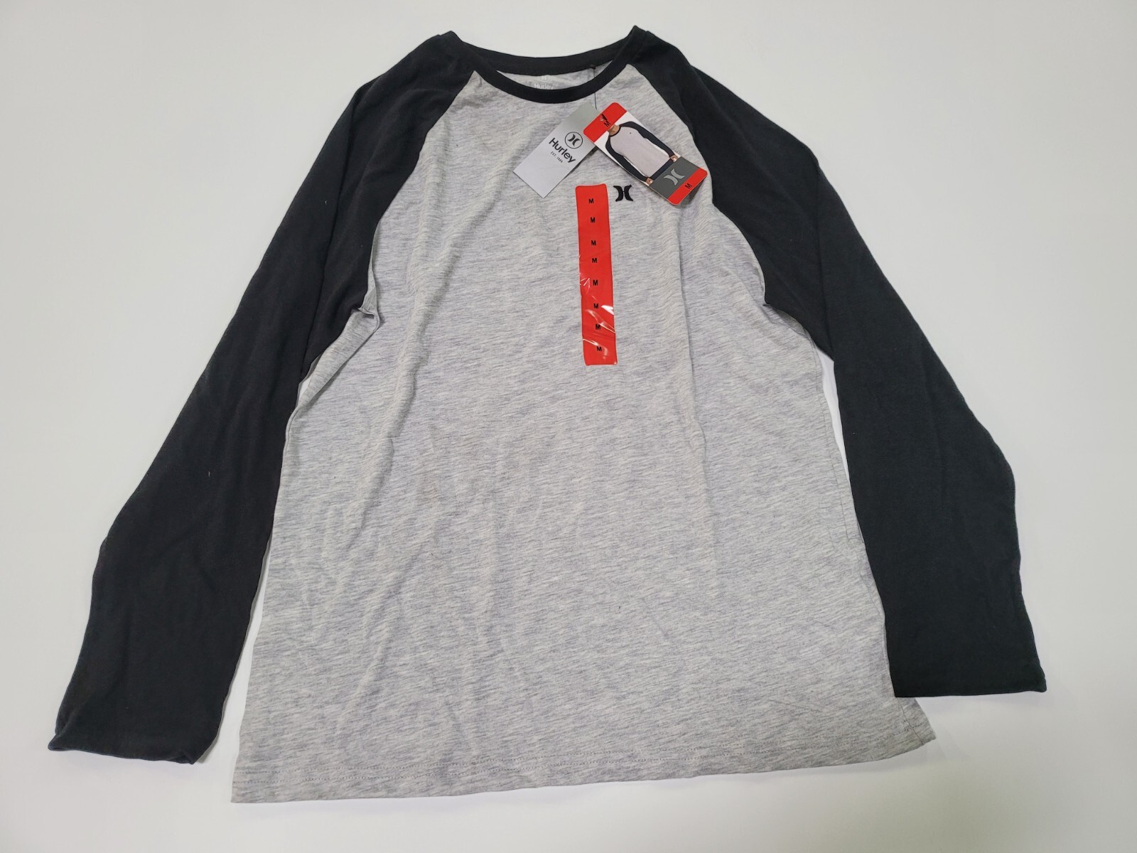 NWT Hurley Men’s Raglan Long Sleeve Tee Shirt Red, Blue, Grey available in Sizes