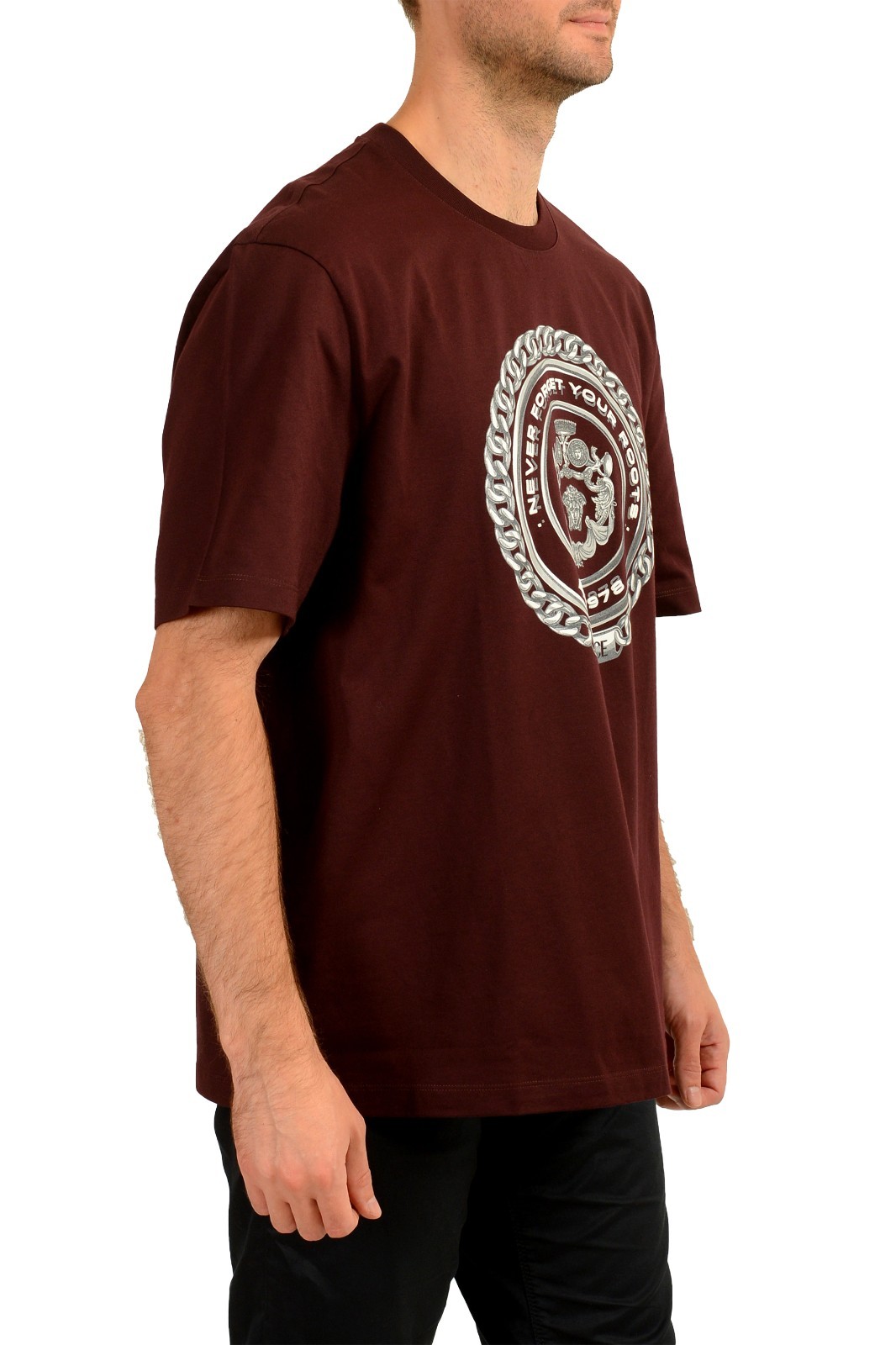Versace Men’s Plum Logo Print Short Sleeve Crewneck T-Shirt US 3XL IT 58