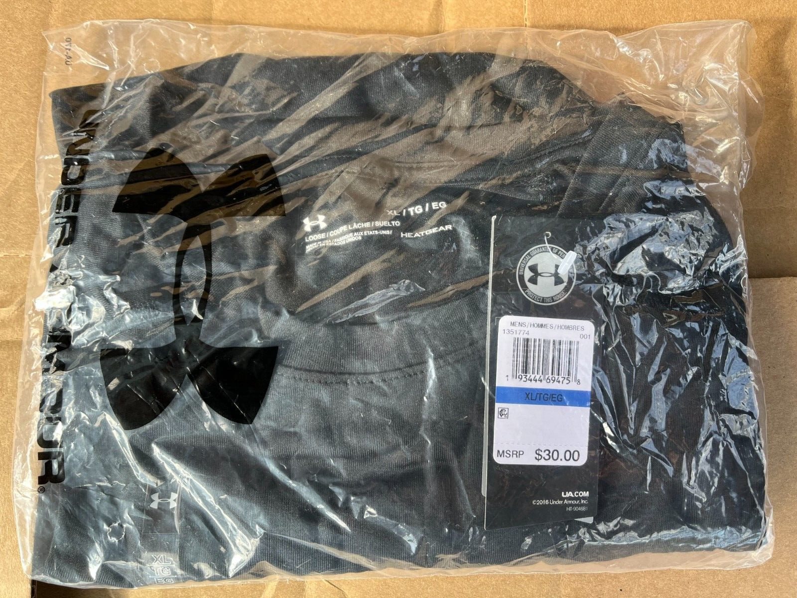 Under Armour USA MADE Black Tac Tech Polyester Tactical T-Shirt 1351774