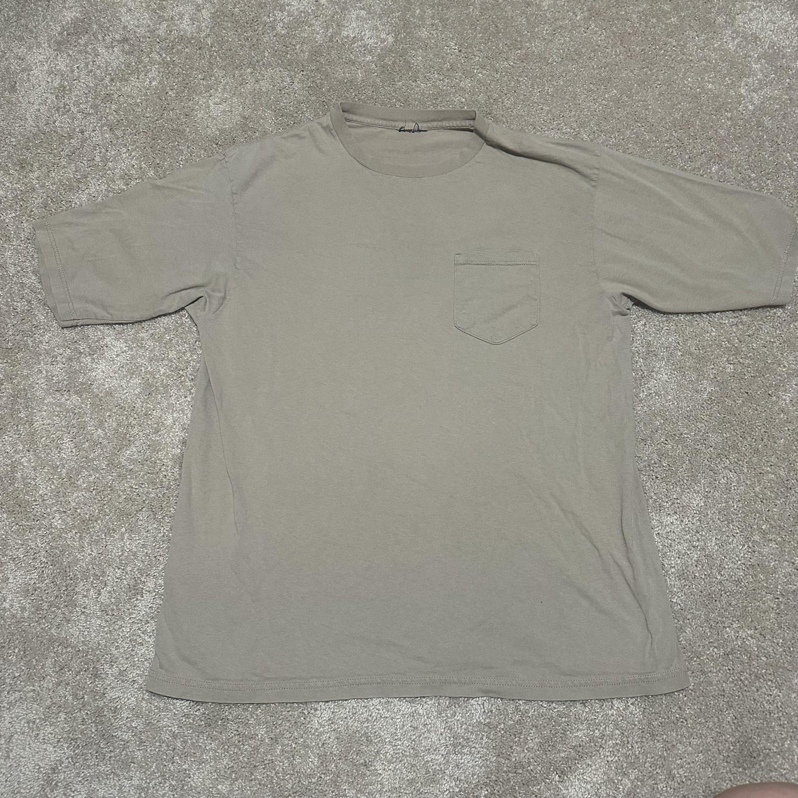 Pocket Shirt Mens Medium Gray Solid Crewneck Short Sleeve Casual No Tag Tee