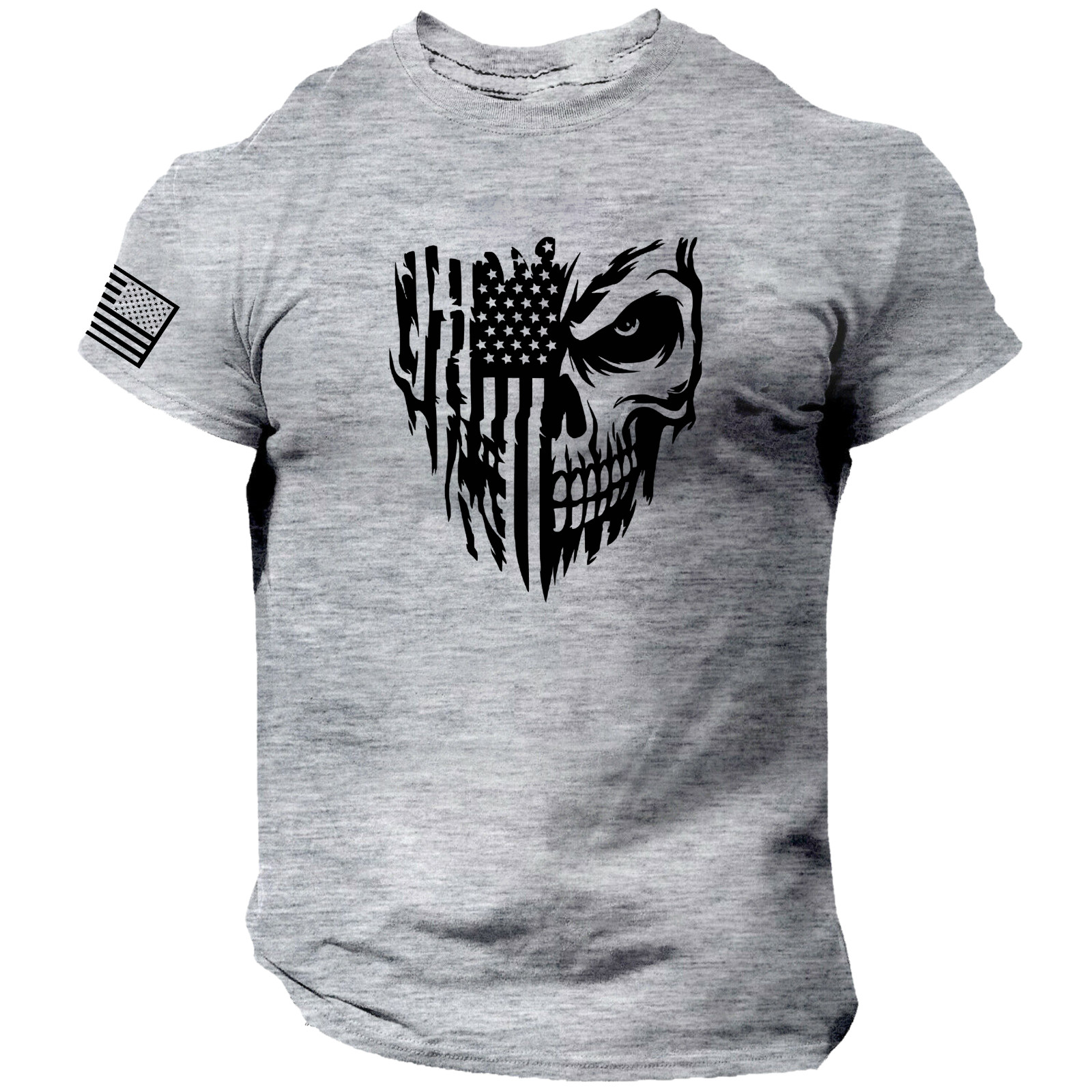 Skull T-Shirt USA Warrior Flag Distressed Military