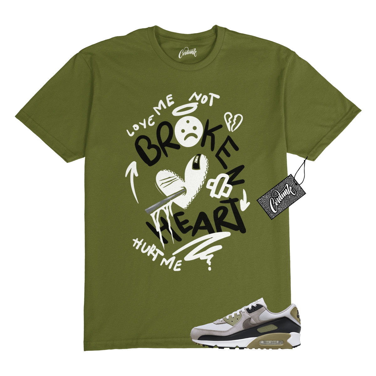 Air Max 90 Light Bone Neutral Olive College Grey Stone T Shirt to Match BROKEN