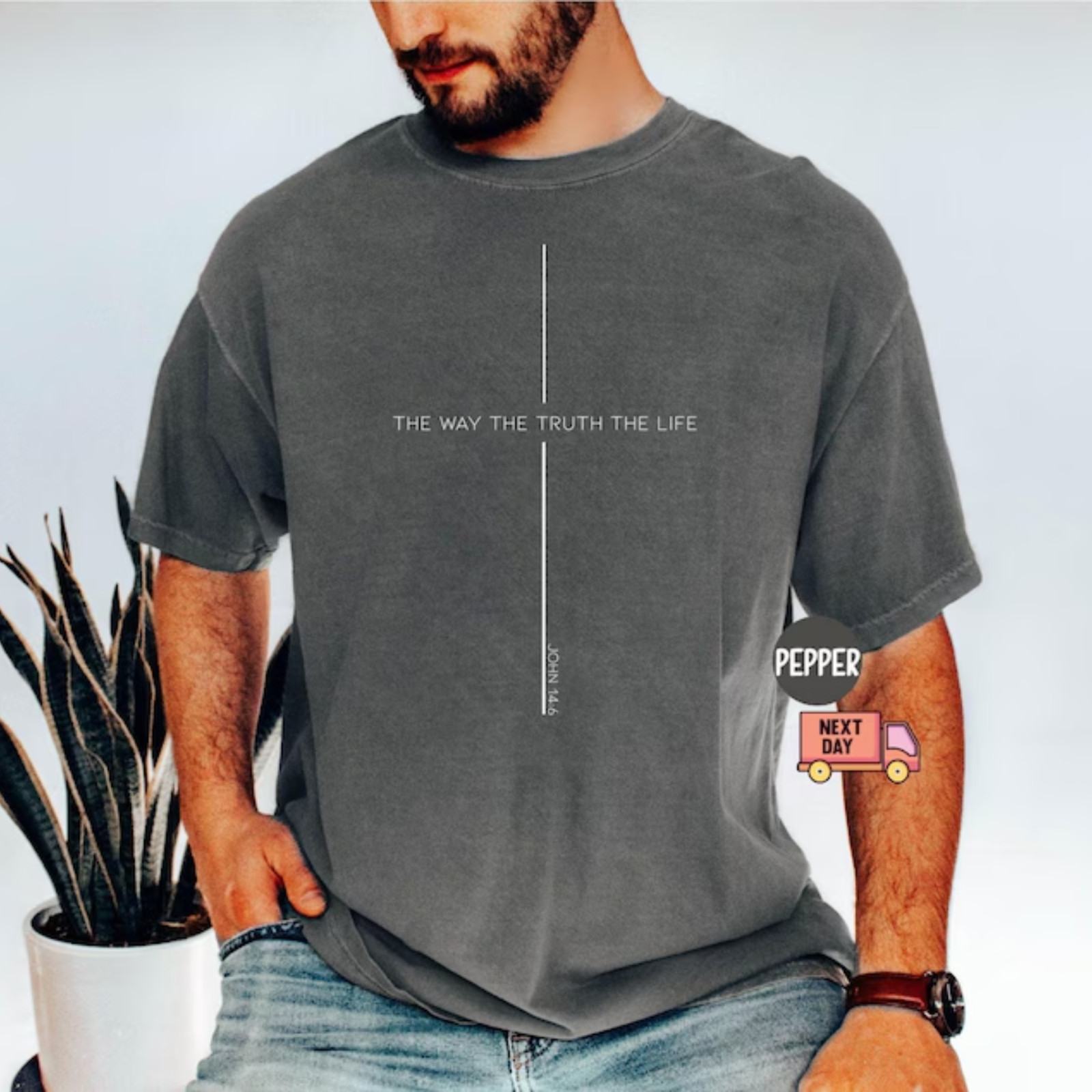 Comfort Color John 14:6 Christian Shirt The Way The Truth The Life Jesus Faith
