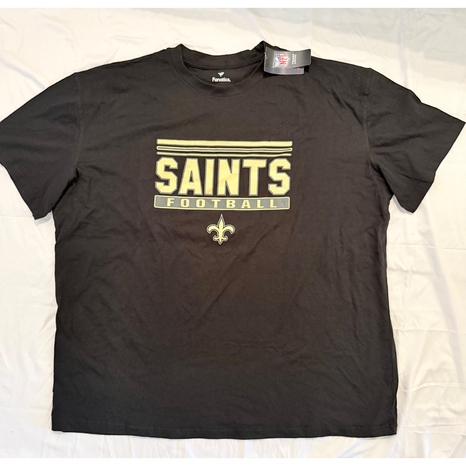 NWT Fanatics New Orleans Saints NFL Mens 5XL Black Short Sleeve Cotton Tee